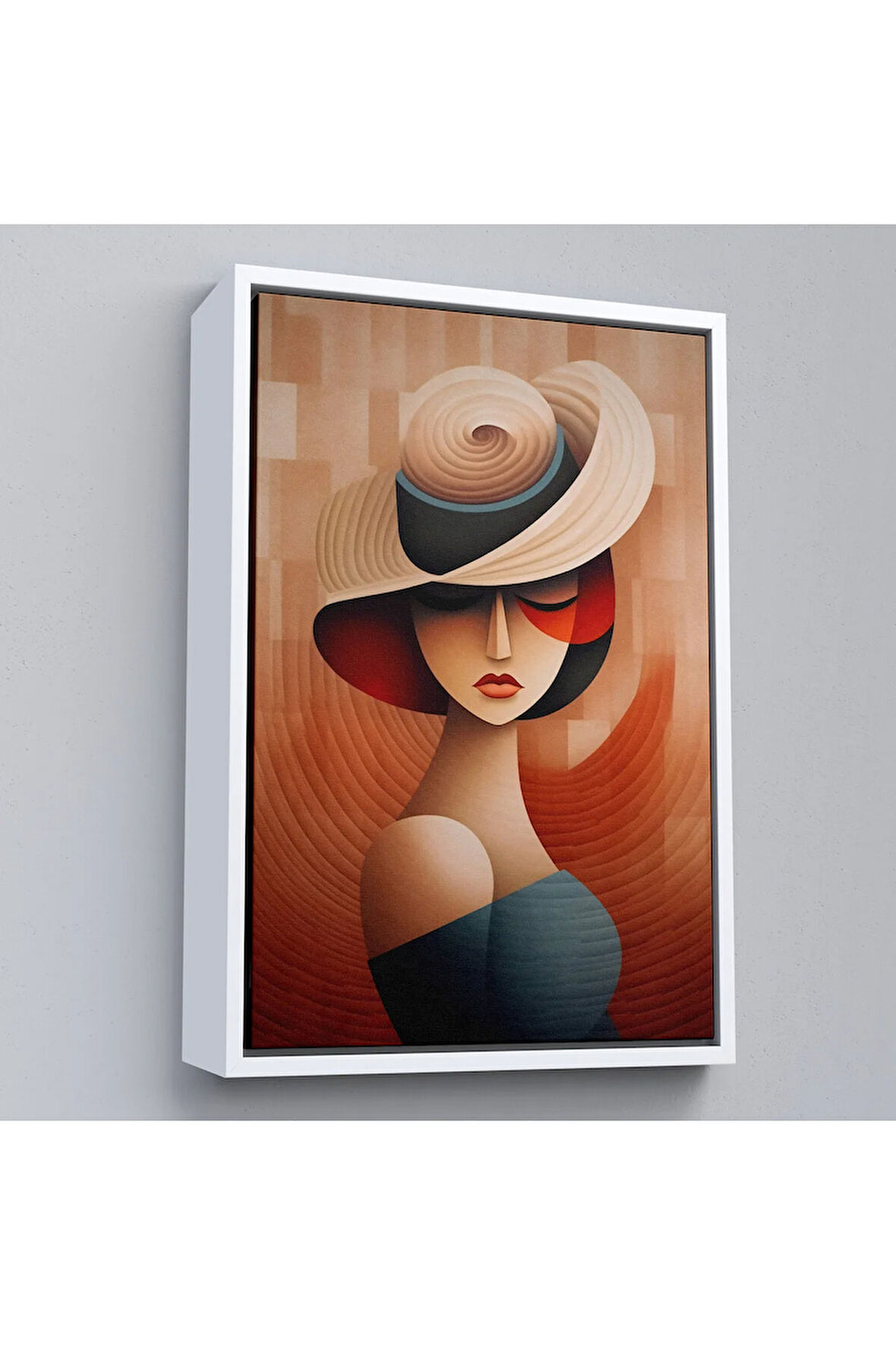 Ahşap Çerçeveli Vintage Güzel Kadın Tablosu-7511