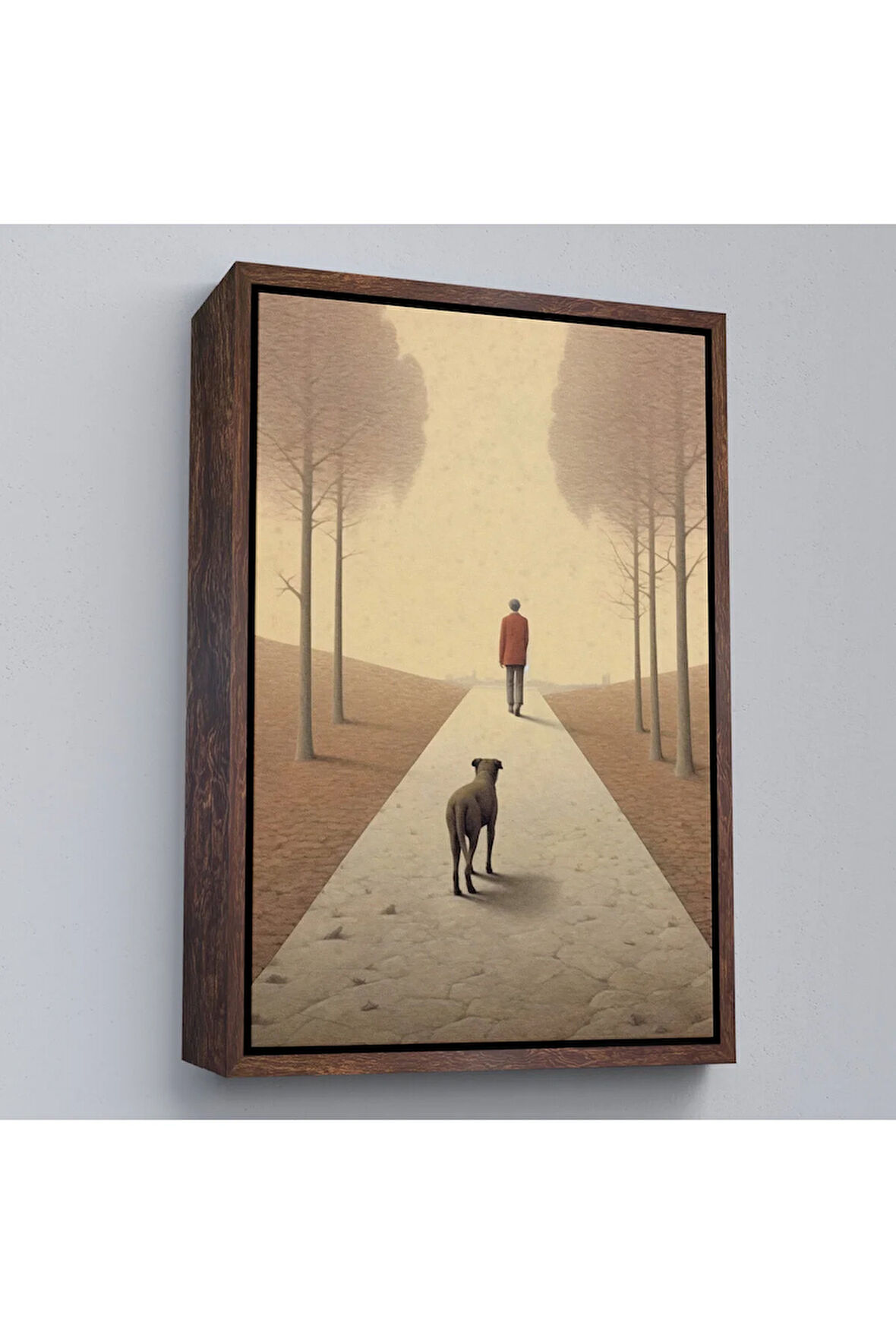 Ahşap Çerçeveli Hiçliğe Yürüyen Yalnız Adam Tablo-7520