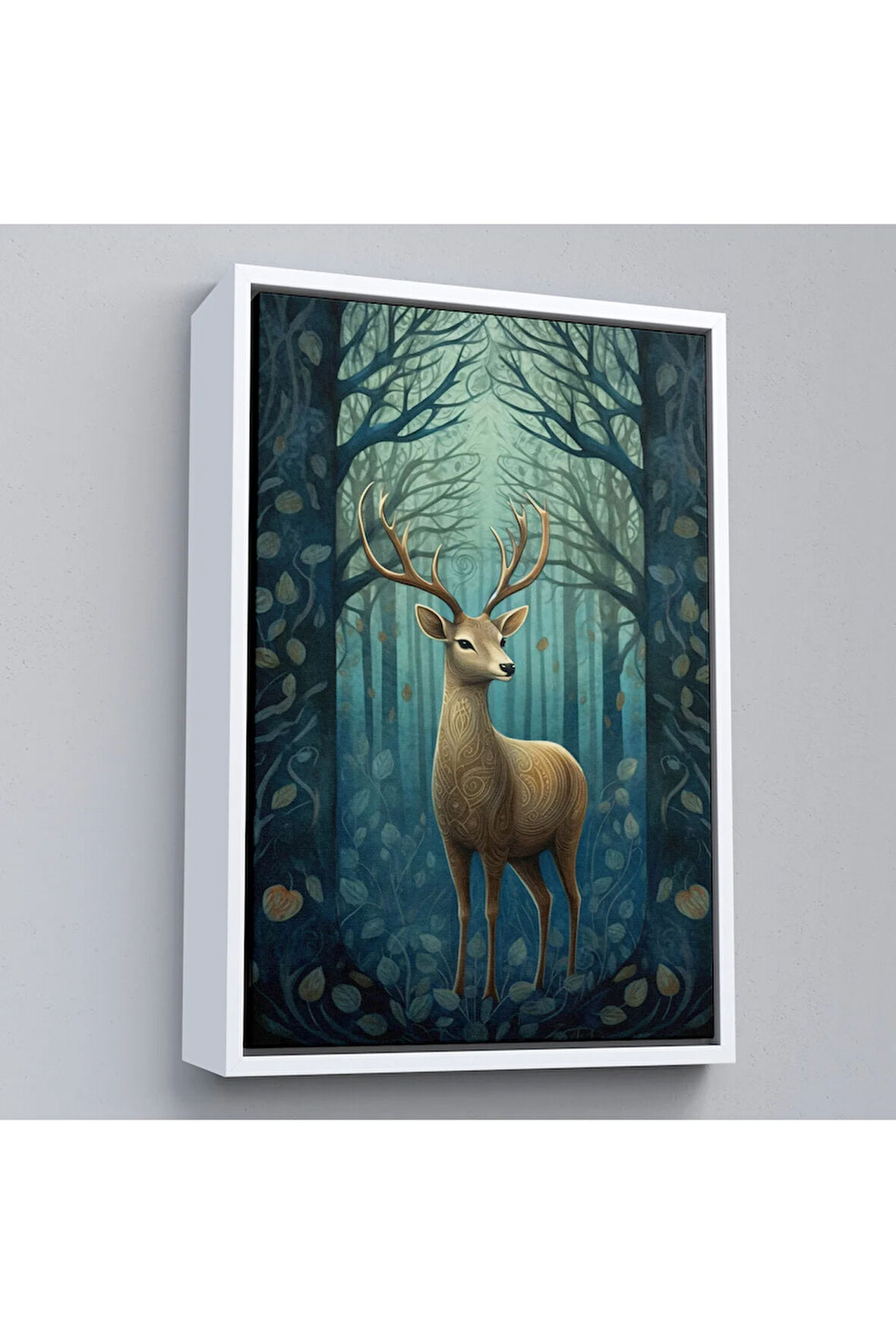 Ahşap Çerçeveli Suluboya Geyik Tablosu-7524