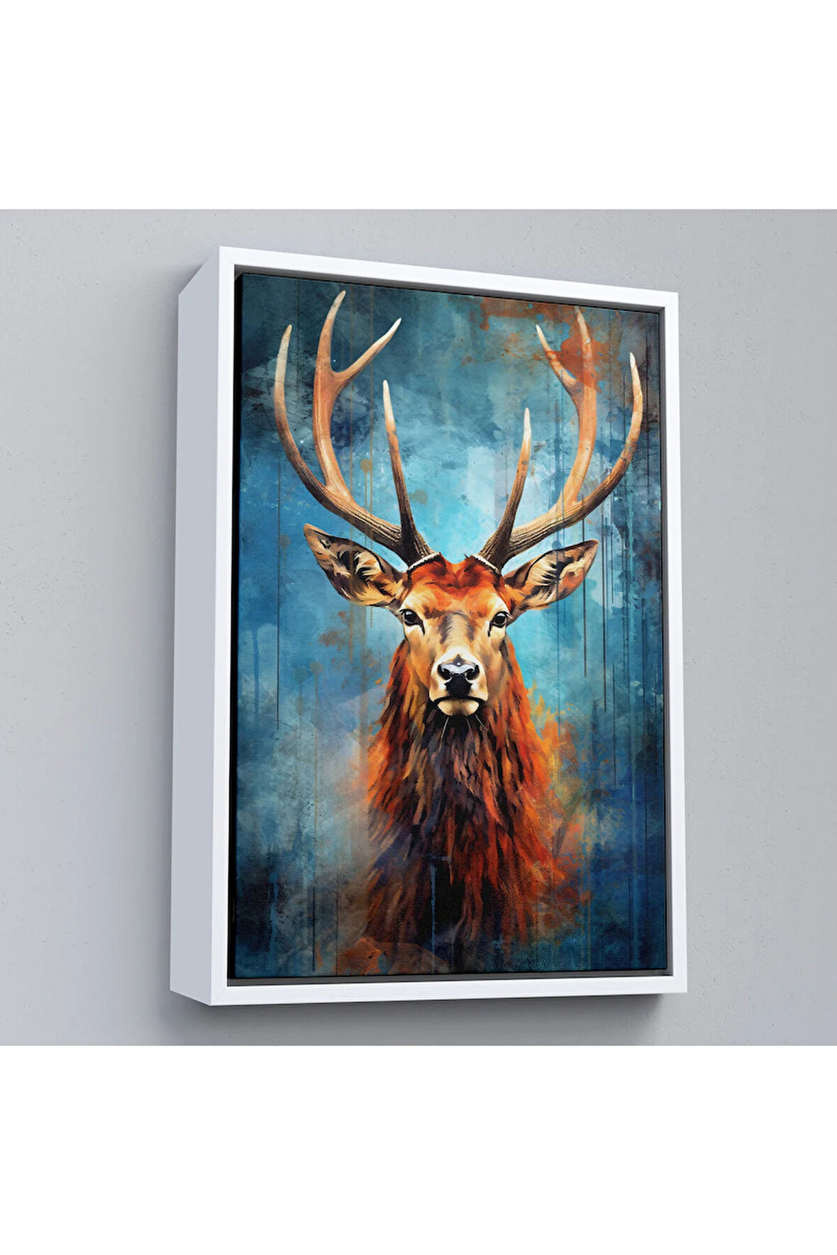 Ahşap Çerçeveli Suluboya Geyik Tablosu-7536