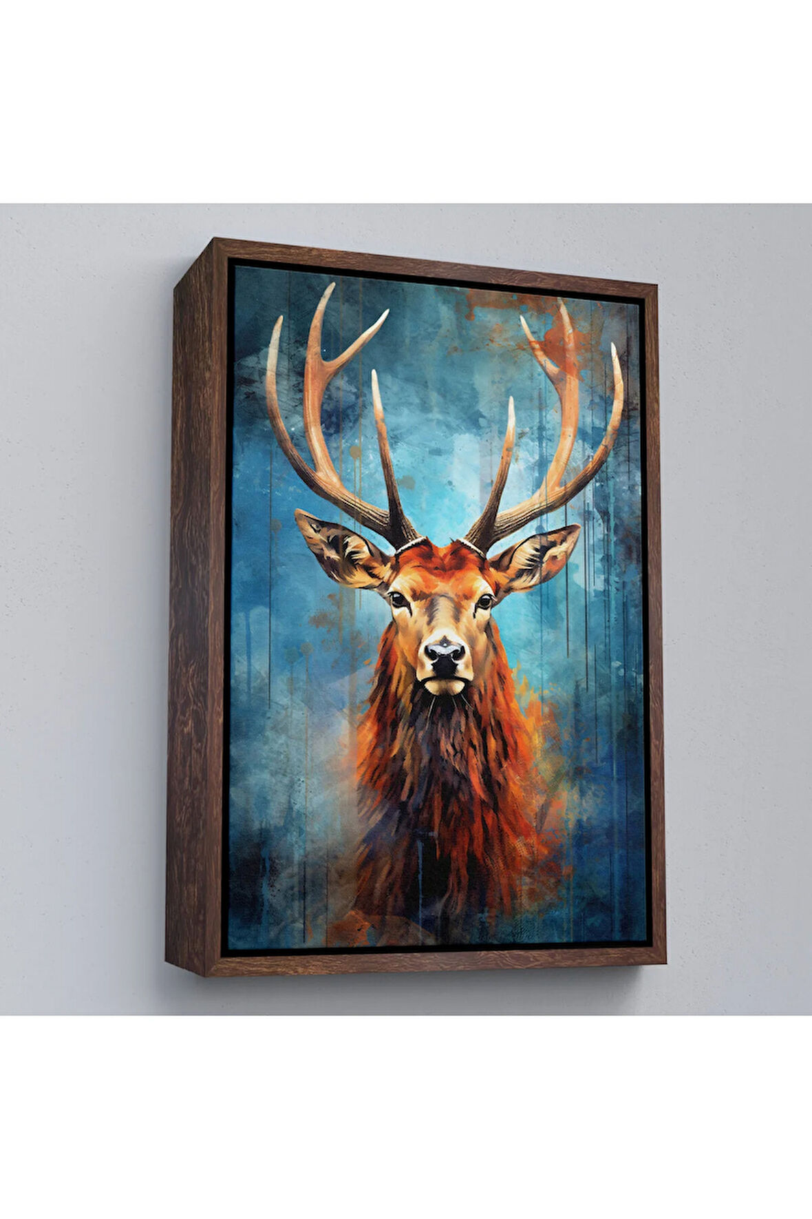 Ahşap Çerçeveli Suluboya Geyik Tablosu-7536