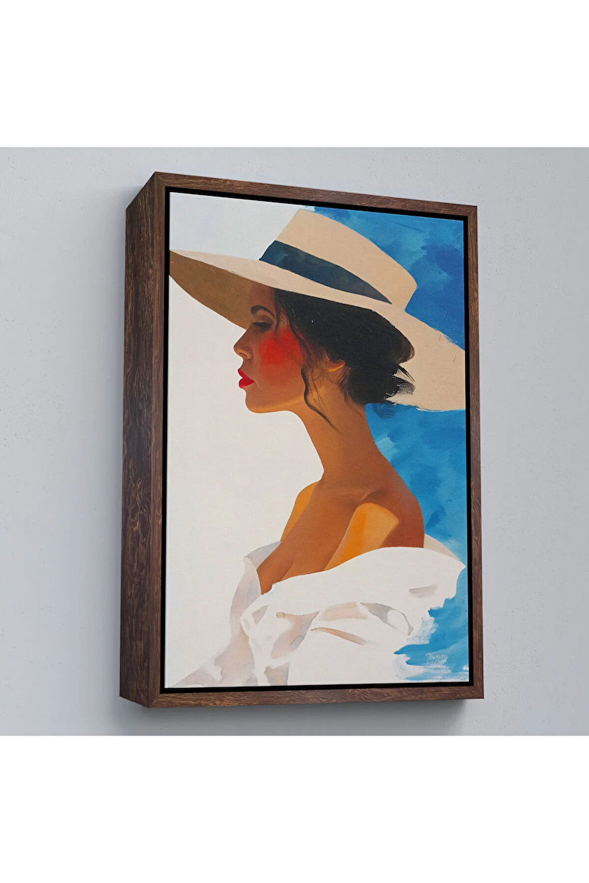 Ahşap Çerçeveli Güzel Retro Kadın Tablosu-7557