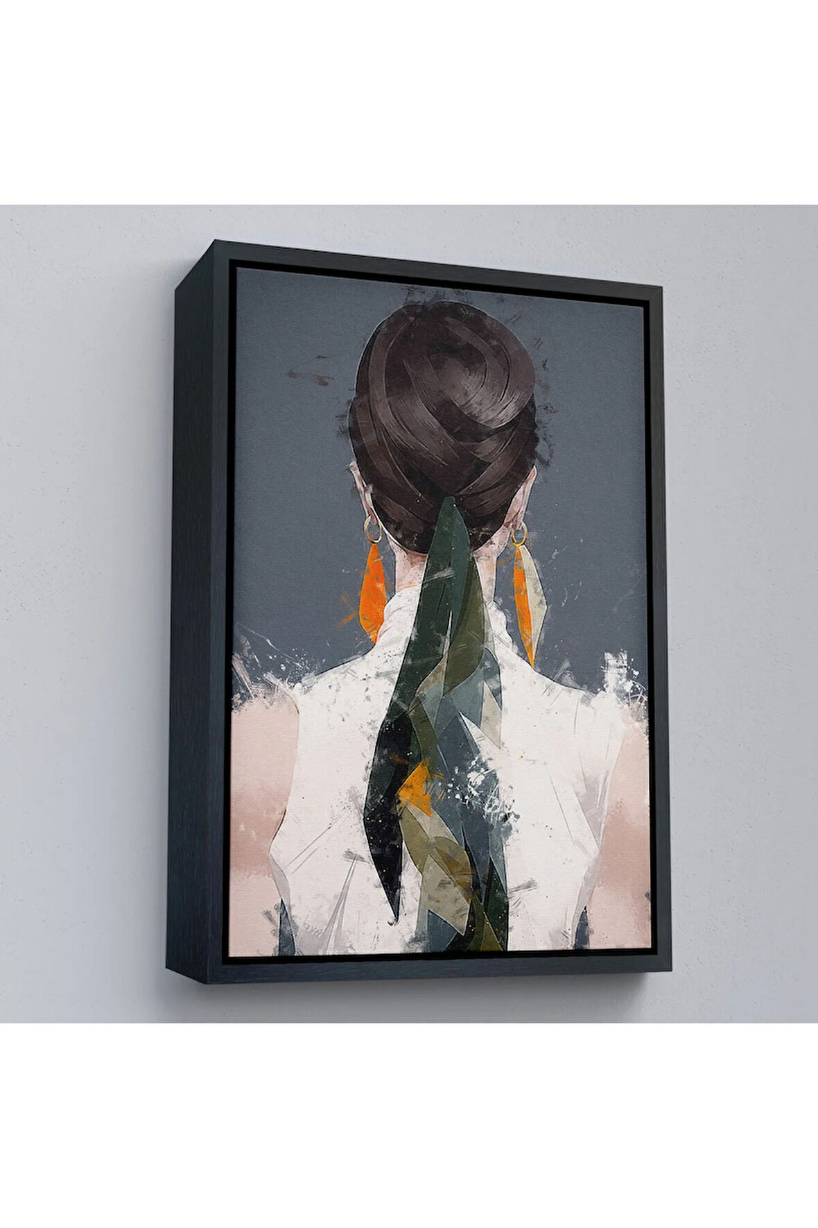 Ahşap Çerçeveli Sırtı Dönük Kadın Tablosu-7574