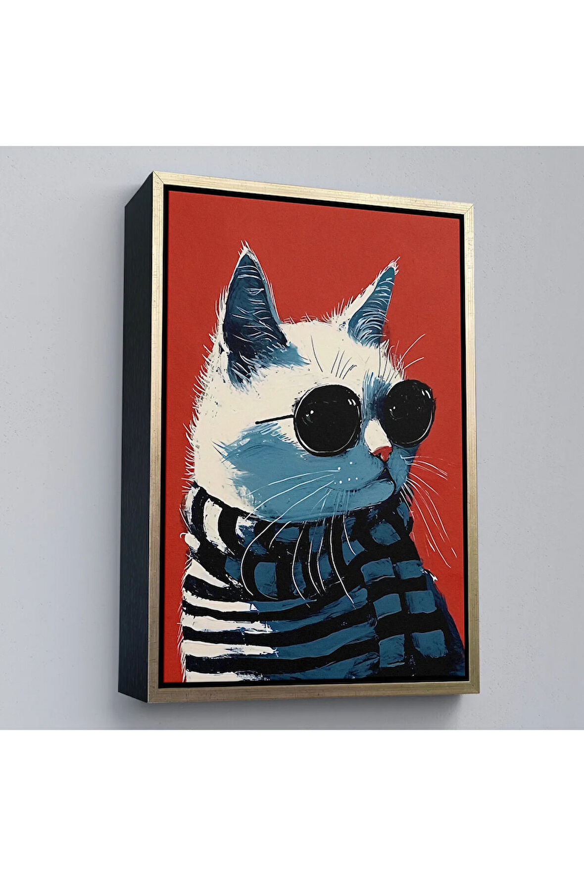 Ahşap Çerçeveli Cool Kedi Tablo-7577