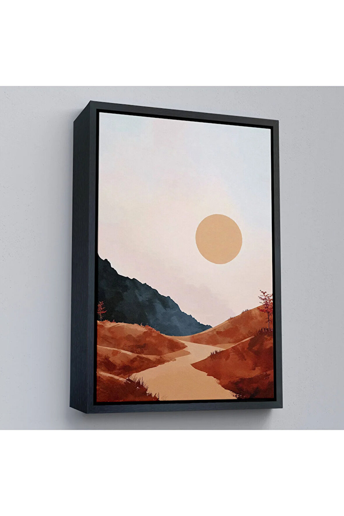 Ahşap Çerçeveli Dağların Arasındaki Güneş Manzarası Tablo-7594