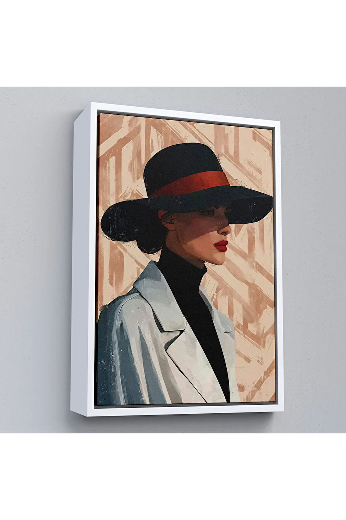 Ahşap Çerçeveli Güzel Retro Kadın Tablosu-7595