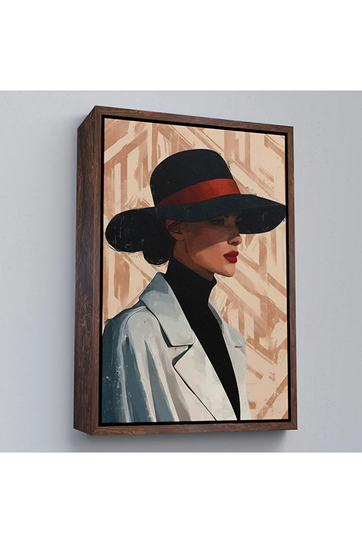 Ahşap Çerçeveli Güzel Retro Kadın Tablosu-7595