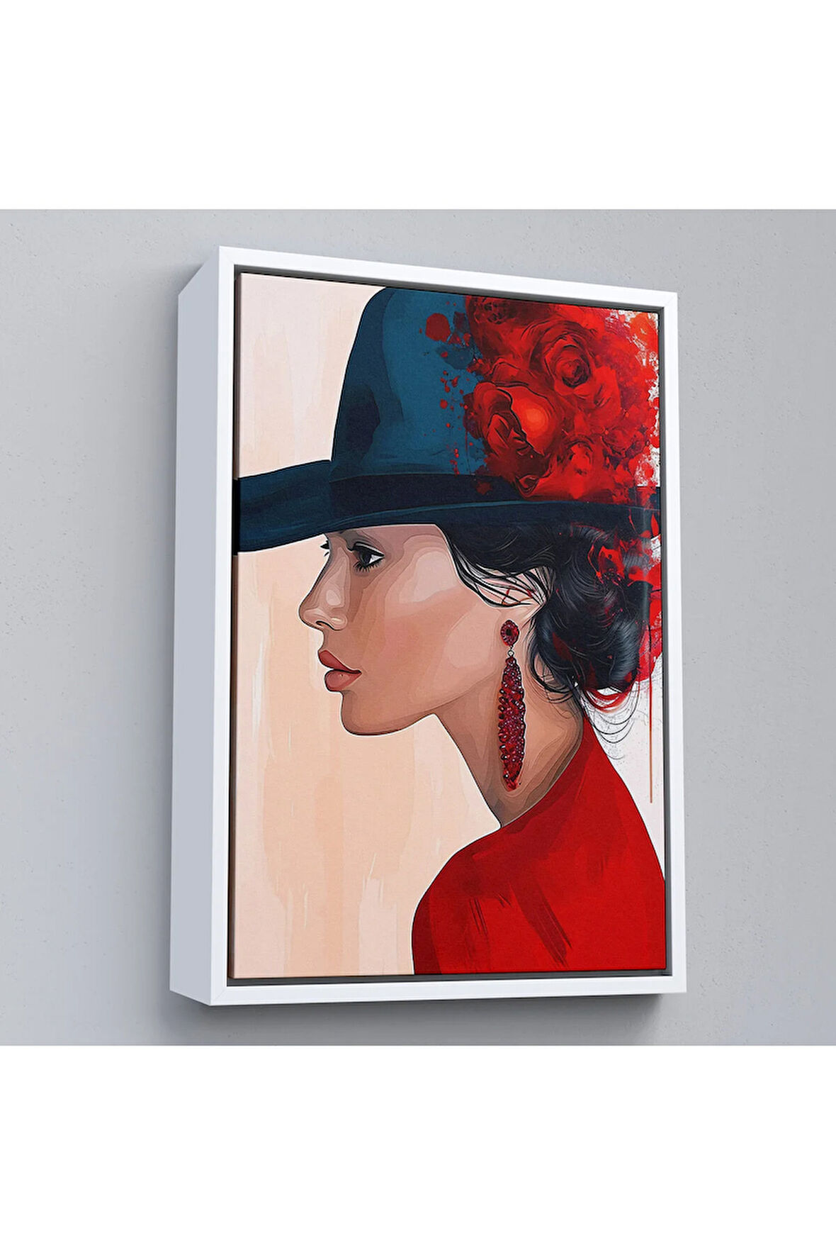 Ahşap Çerçeveli Güzel Retro Kadın Tablosu-7605