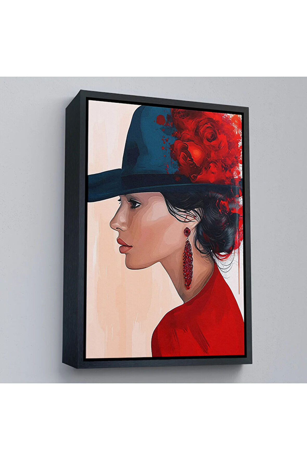 Ahşap Çerçeveli Güzel Retro Kadın Tablosu-7605