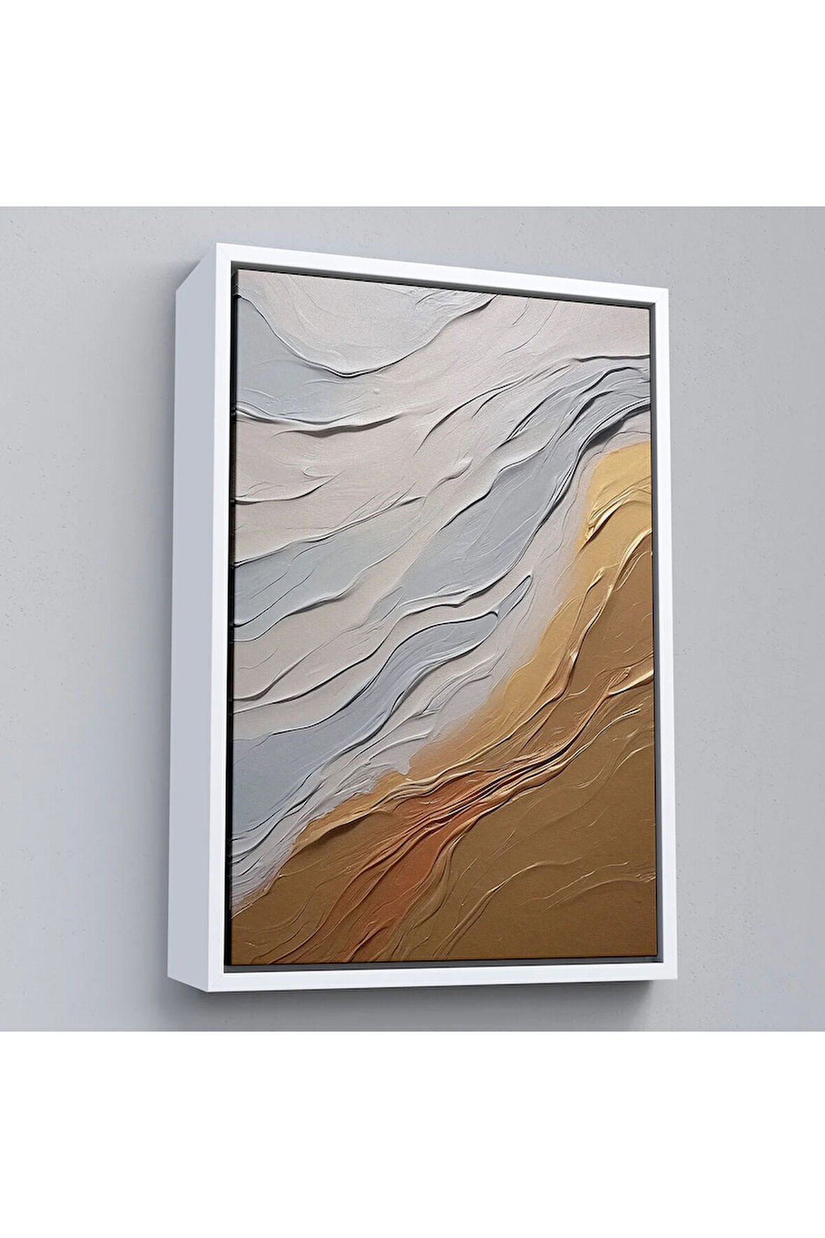 Ahşap Çerçeveli Sarı Ve Krem Tonlarındakı Yağlıboya Görünümlü Tablo-7611