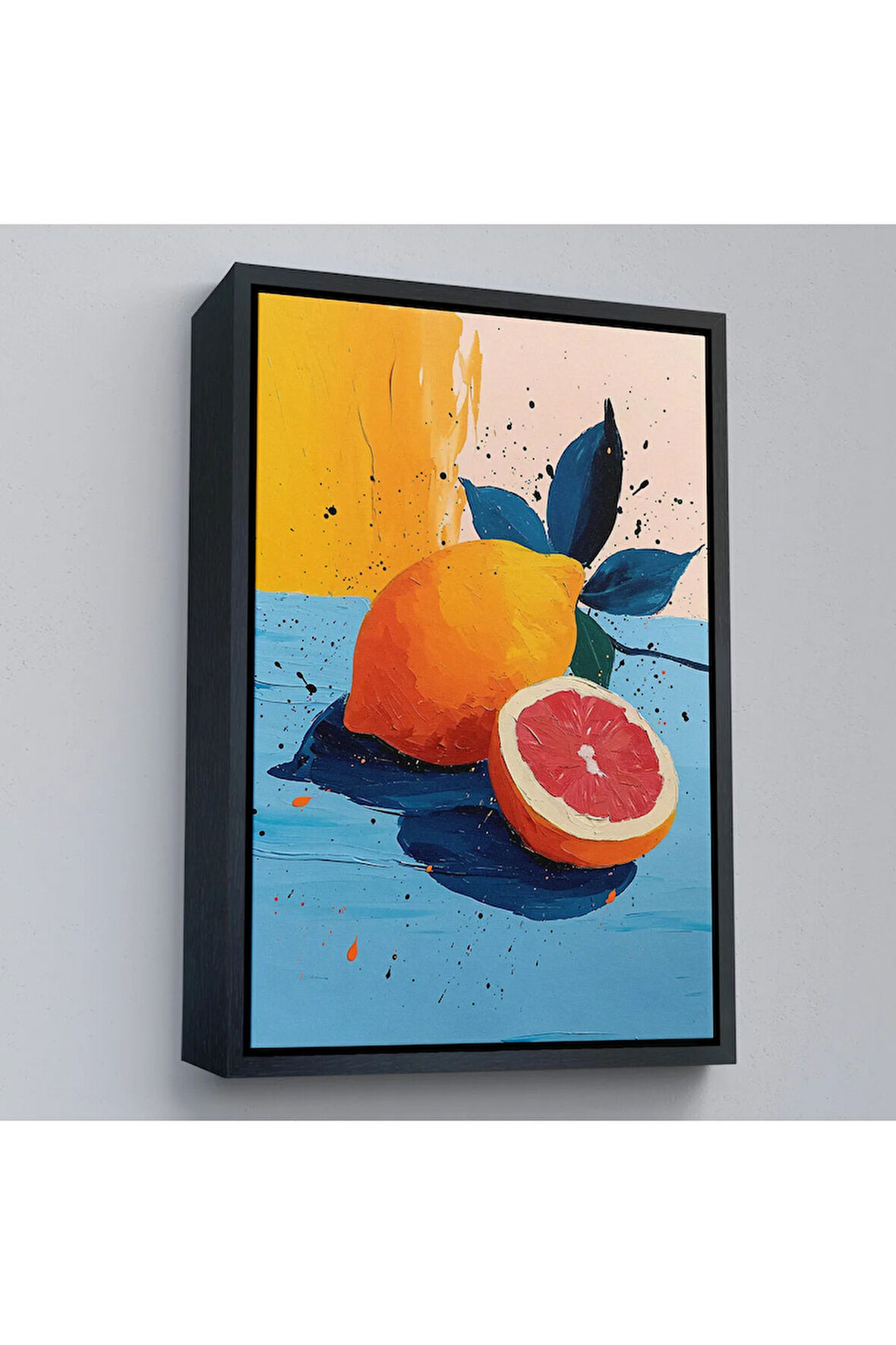 Ahşap Çerçeveli Masa Üstündeki Limon Tablo-7616