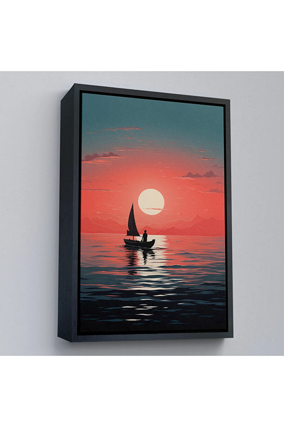 Ahşap Çerçeveli Okyanustaki Yelkenli Tablosu-7629