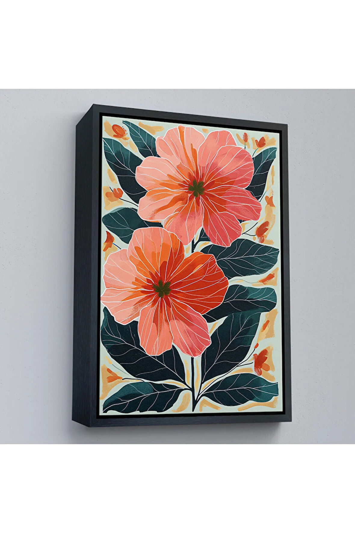 Ahşap Çerçeveli Şakayık Çiçekleri Tablo-7632