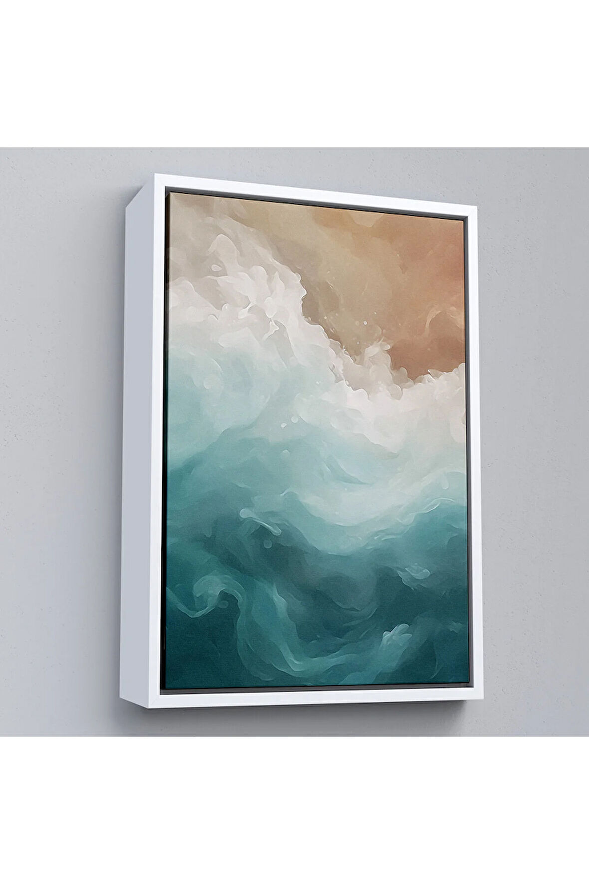 Ahşap Çerçeveli Okyanus Dalga Köpüğü Soyut Tablo-7634