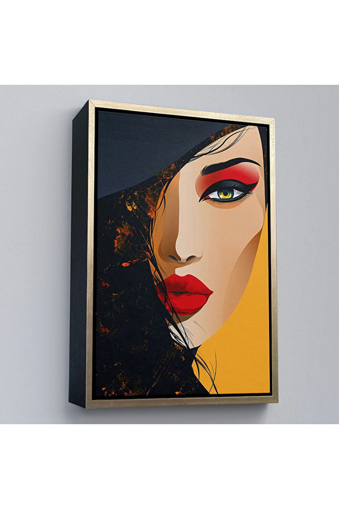 Ahşap Çerçeveli Güzel Soyut Kadın Tablo-7638