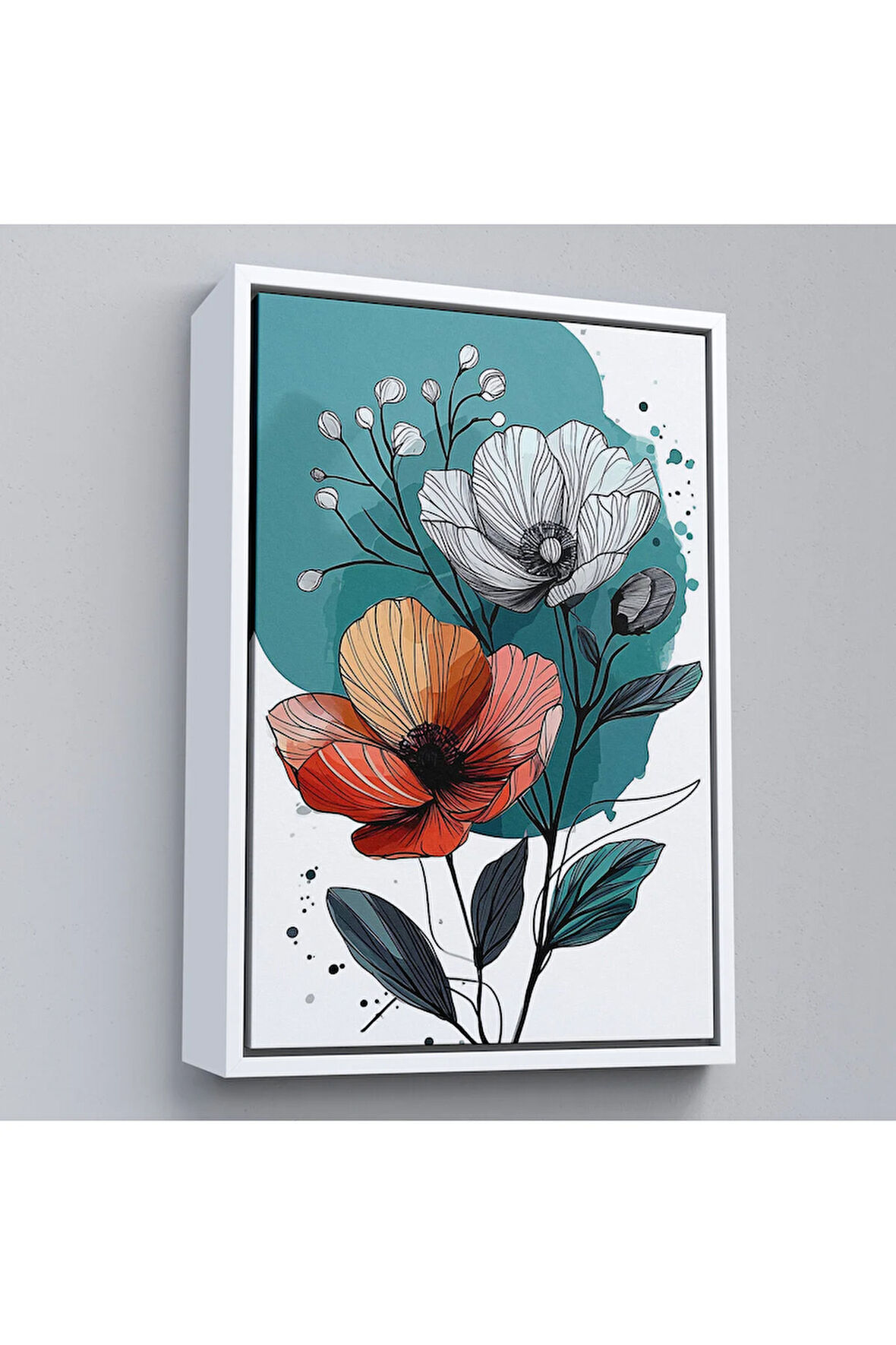 Ahşap Çerçeveli Haşhaş Çiçekleri Tablosu-7647