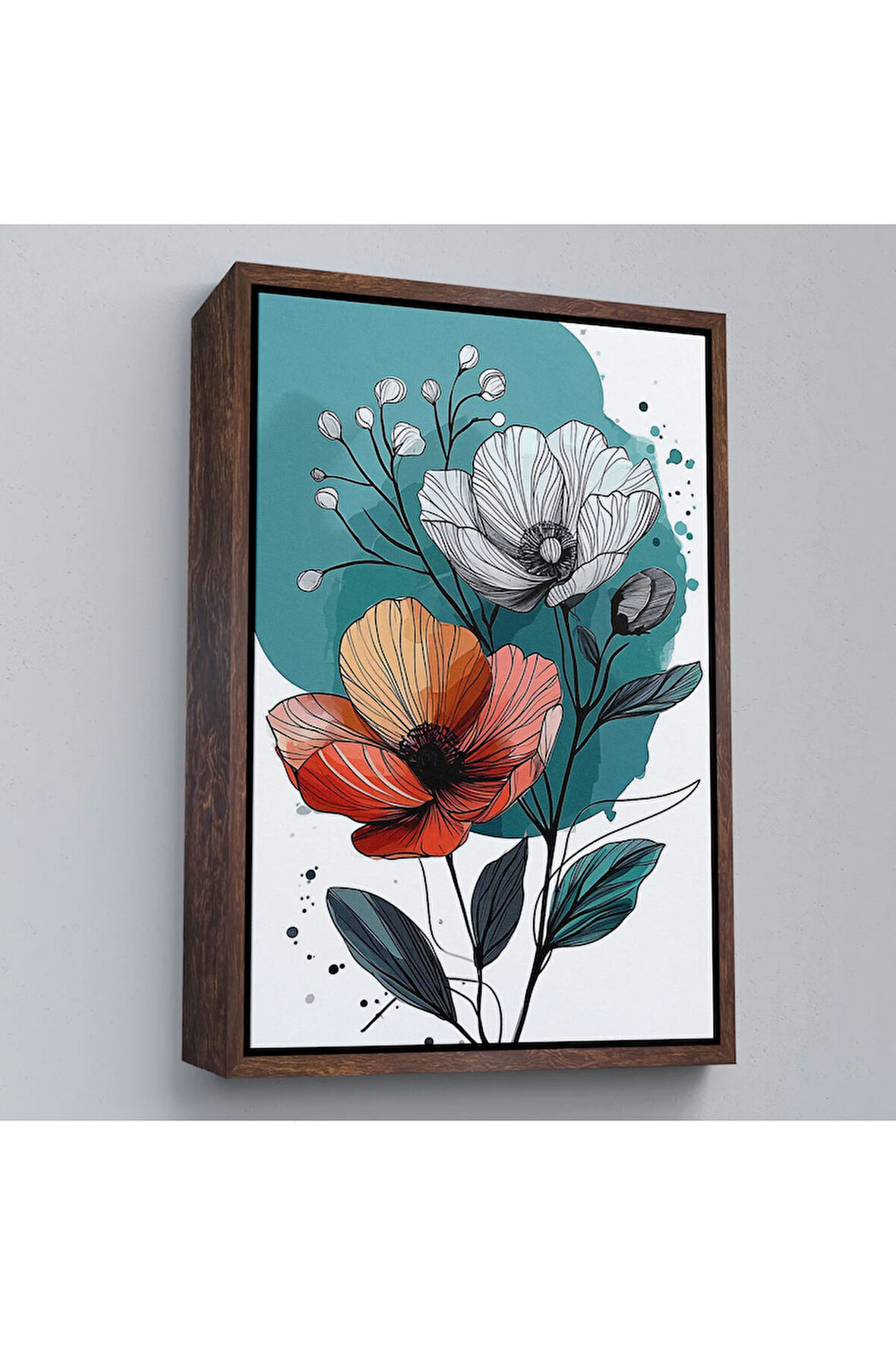 Ahşap Çerçeveli Haşhaş Çiçekleri Tablosu-7647