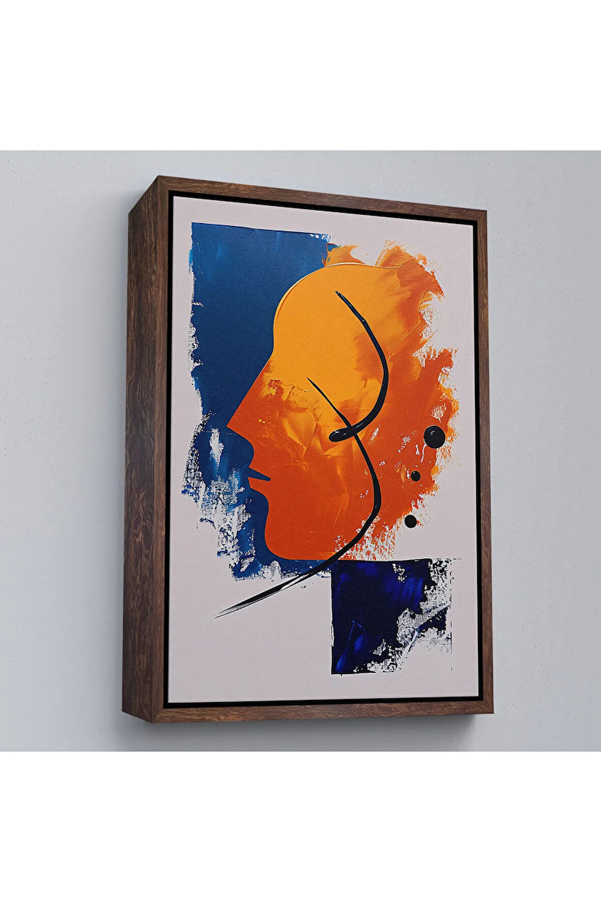 Ahşap Çerçeveli Yağlıboya Görünümlü Soyut İnsan Silüeti Tablo-7650