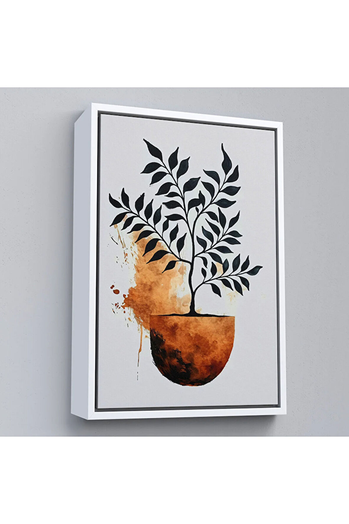 Ahşap Çerçeveli Dekoratif Minimal Bitki Tablosu-7651