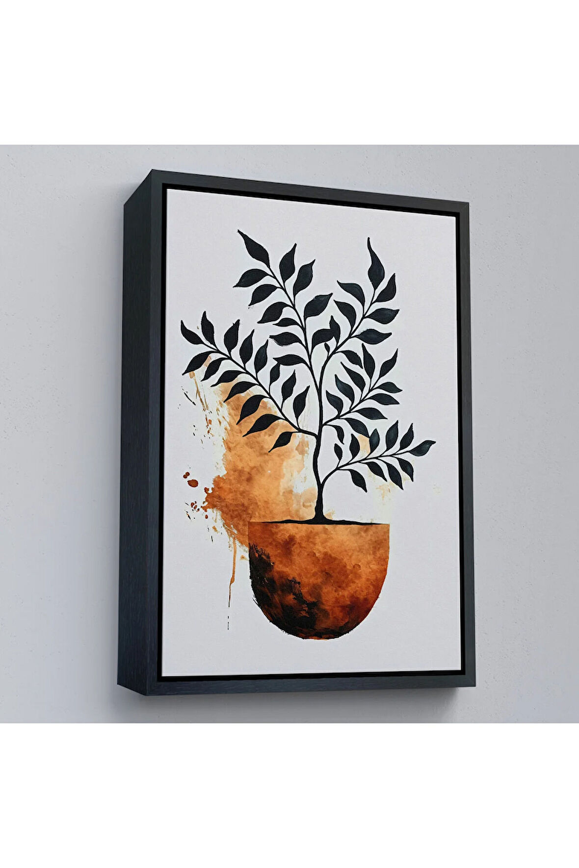 Ahşap Çerçeveli Dekoratif Minimal Bitki Tablosu-7651