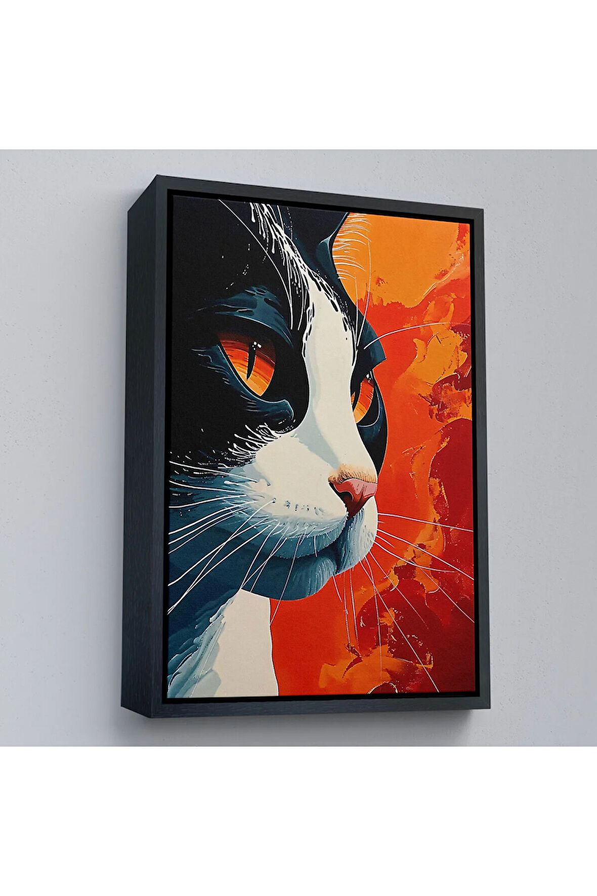 Ahşap Çerçeveli Cool Kedi Tablo-7658