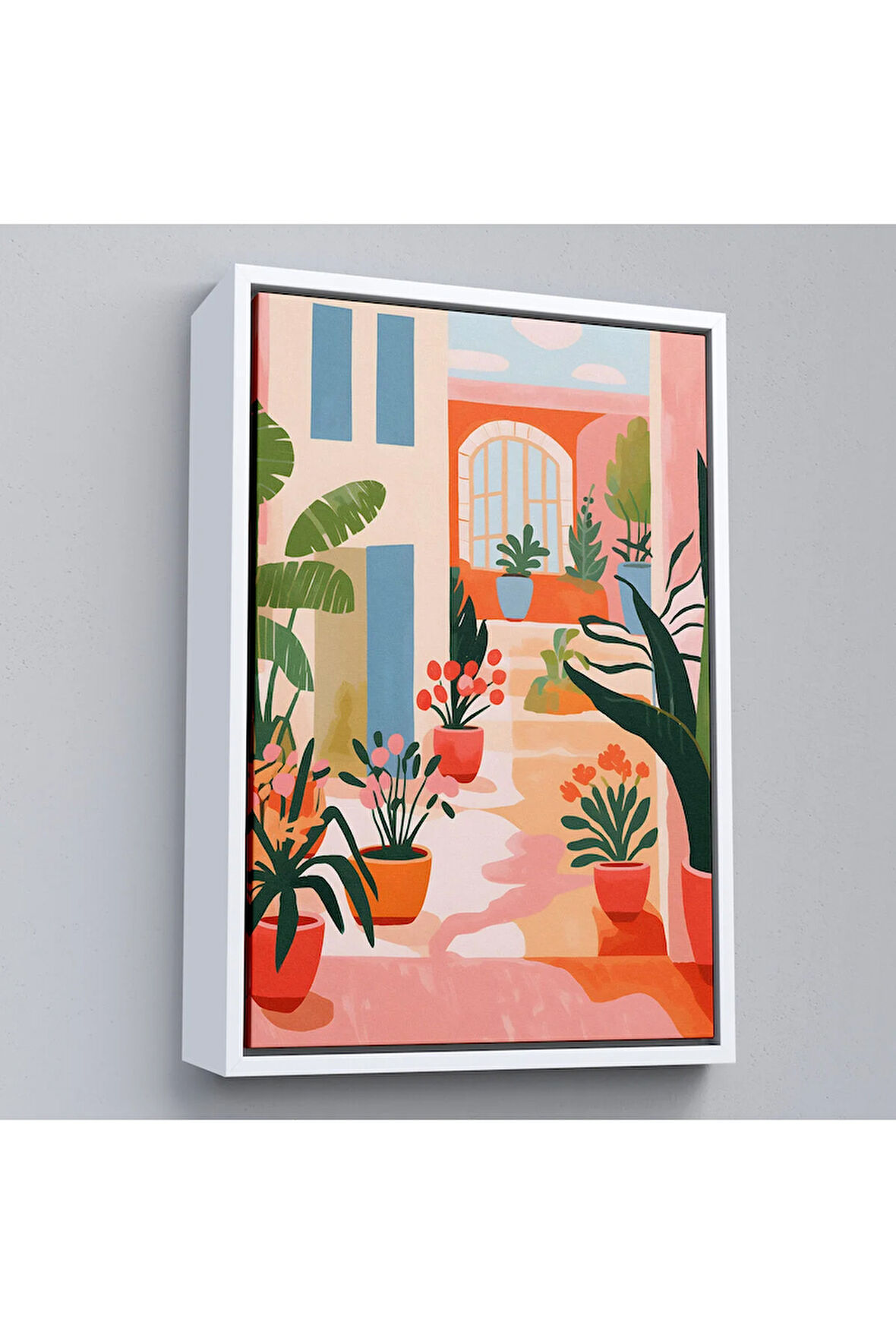 Ahşap Çerçeveli Minimalist Yazlık Bahçesi Tablosu-7669