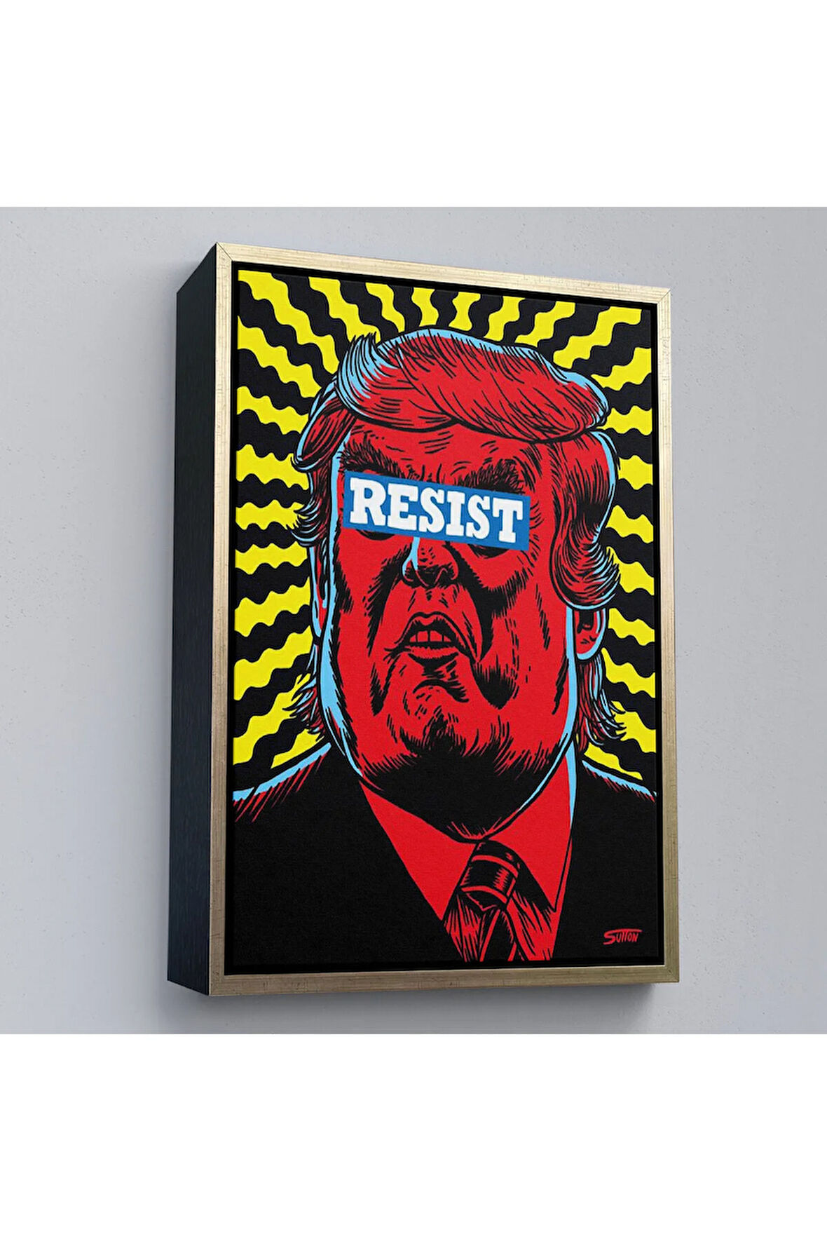 Ahşap Çerçeveli Irkçı Donald Trump Racism Tablo-7679