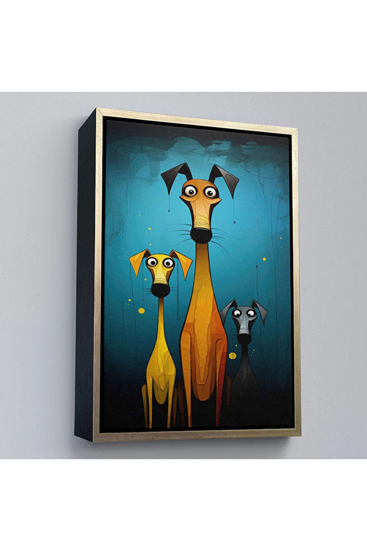 Ahşap Çerçeveli Çılğın Köpek Ailesi Tablo-7687