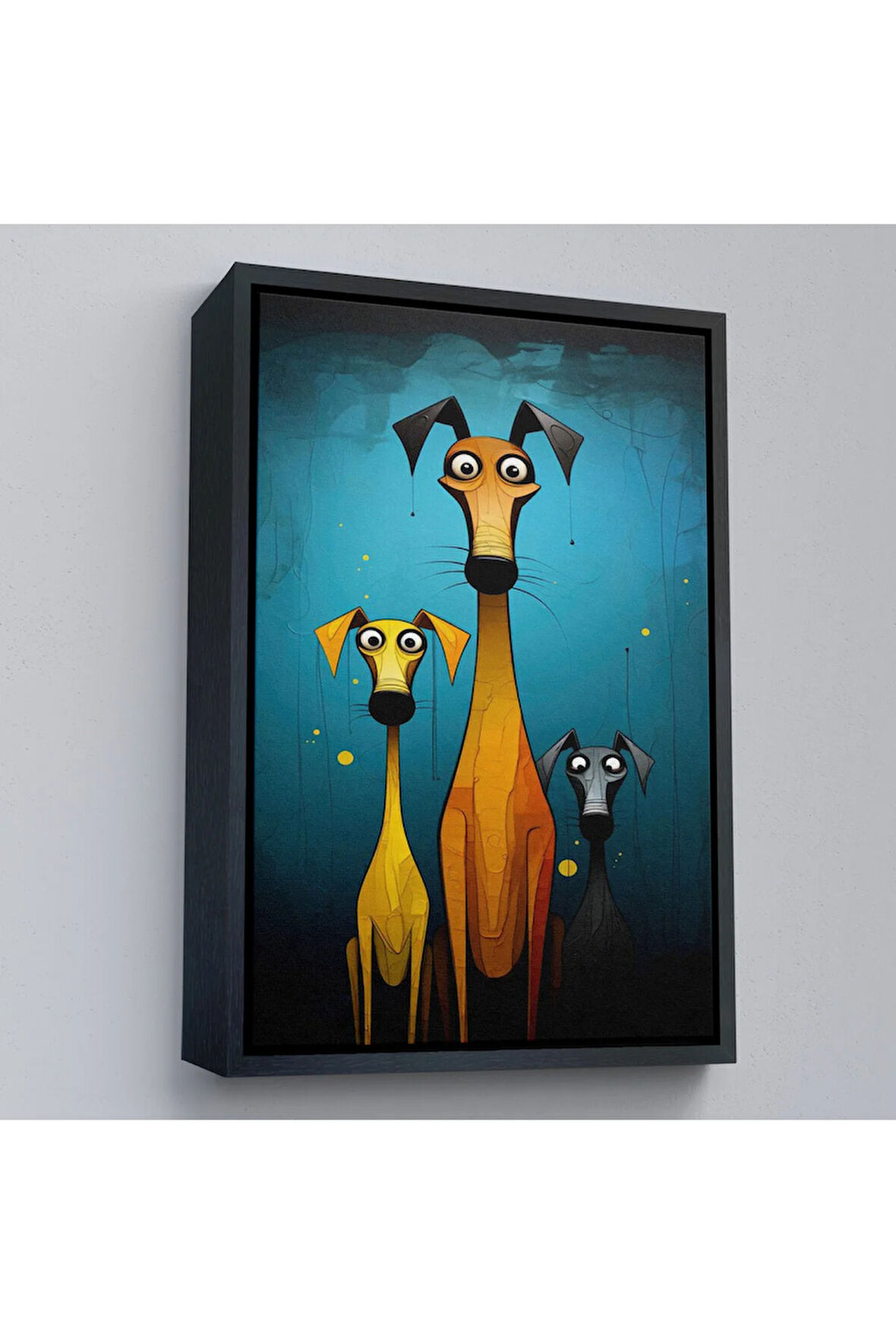 Ahşap Çerçeveli Çılğın Köpek Ailesi Tablo-7687