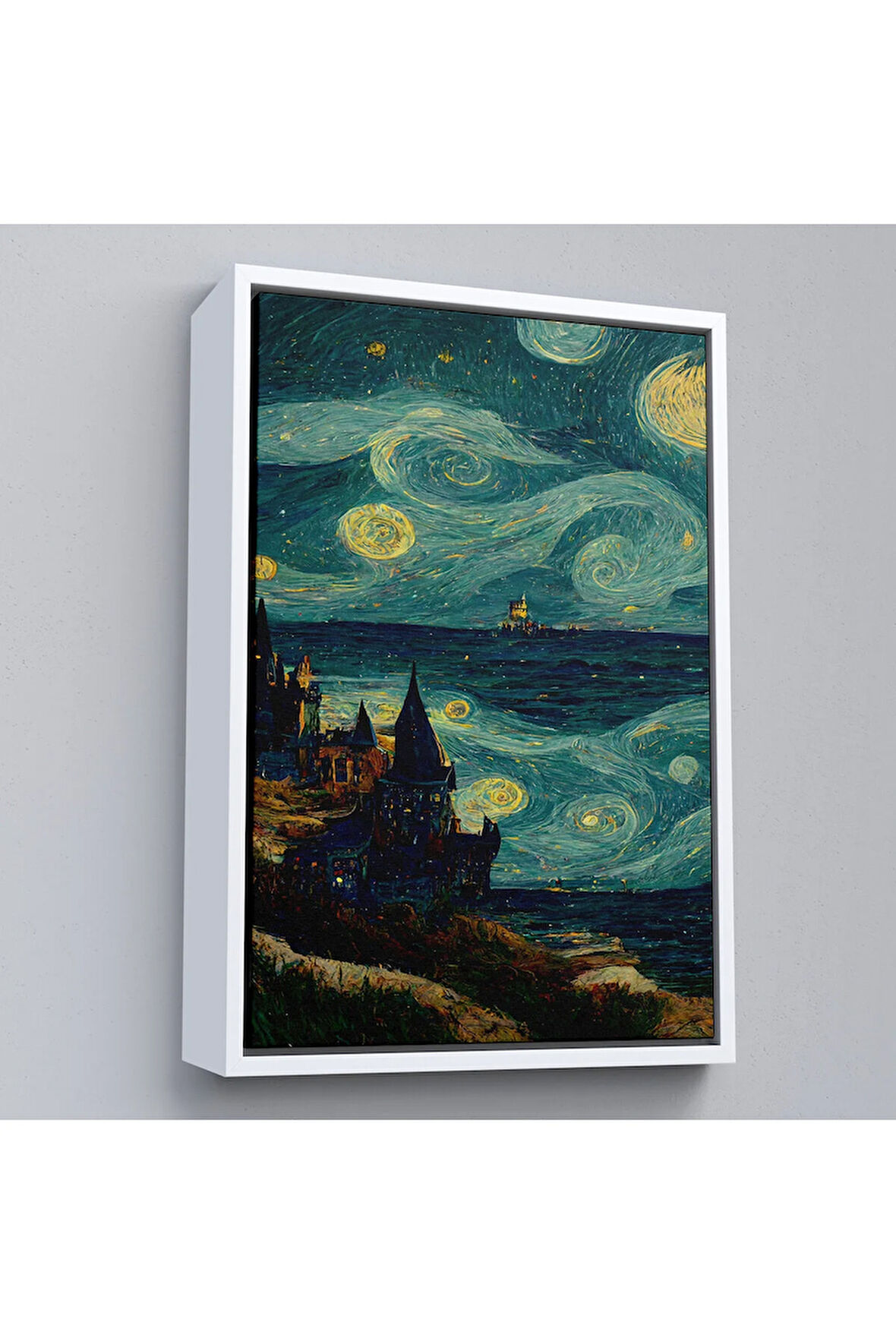 Ahşap Çerçeveli Vincent Van Gogh Tarzı Dalgalı Deniz Tablosu-7689