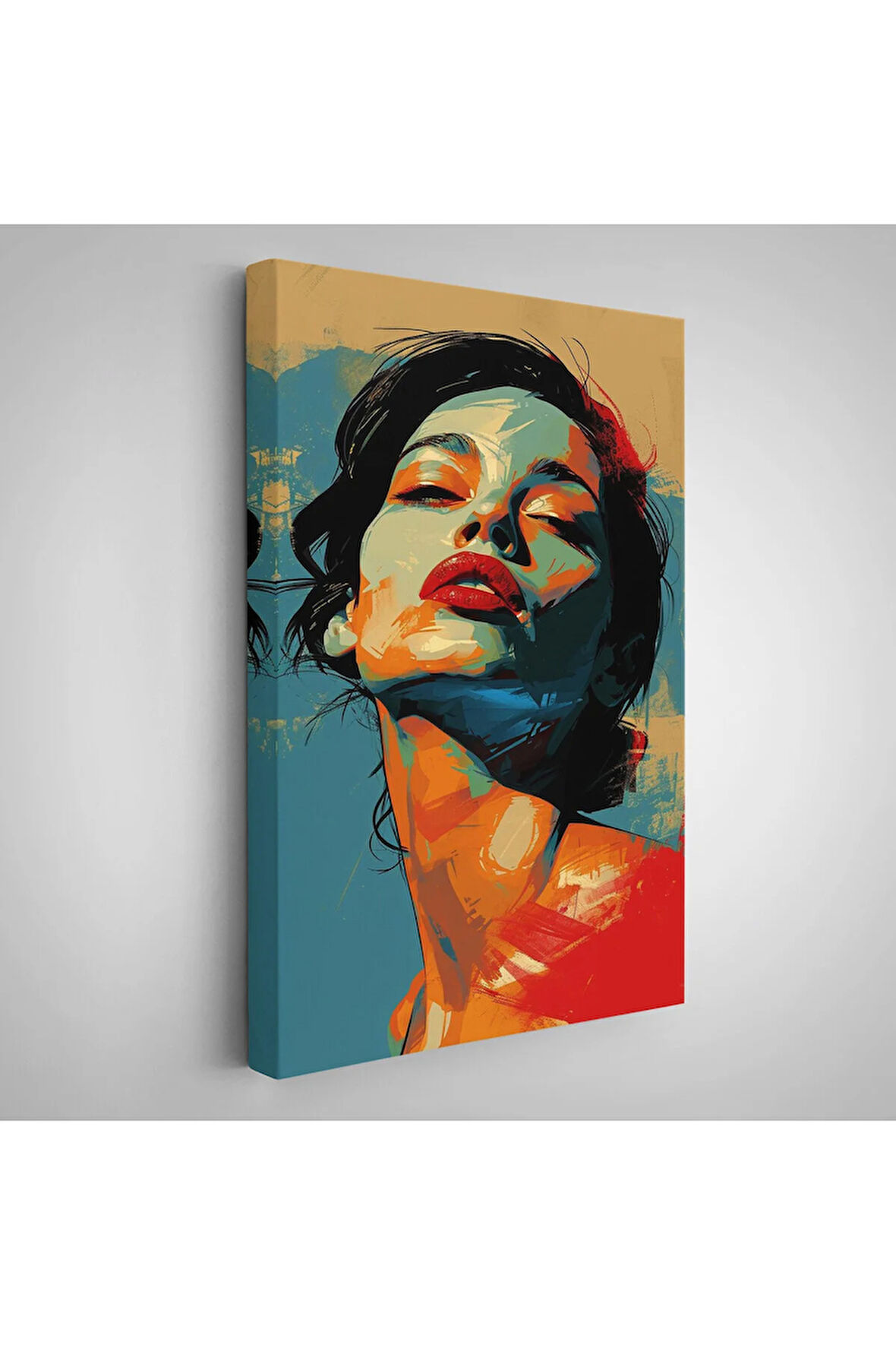 Ahşap Çerçeveli Pop Art Tarzda Güzel Kadın Tablosu-7709