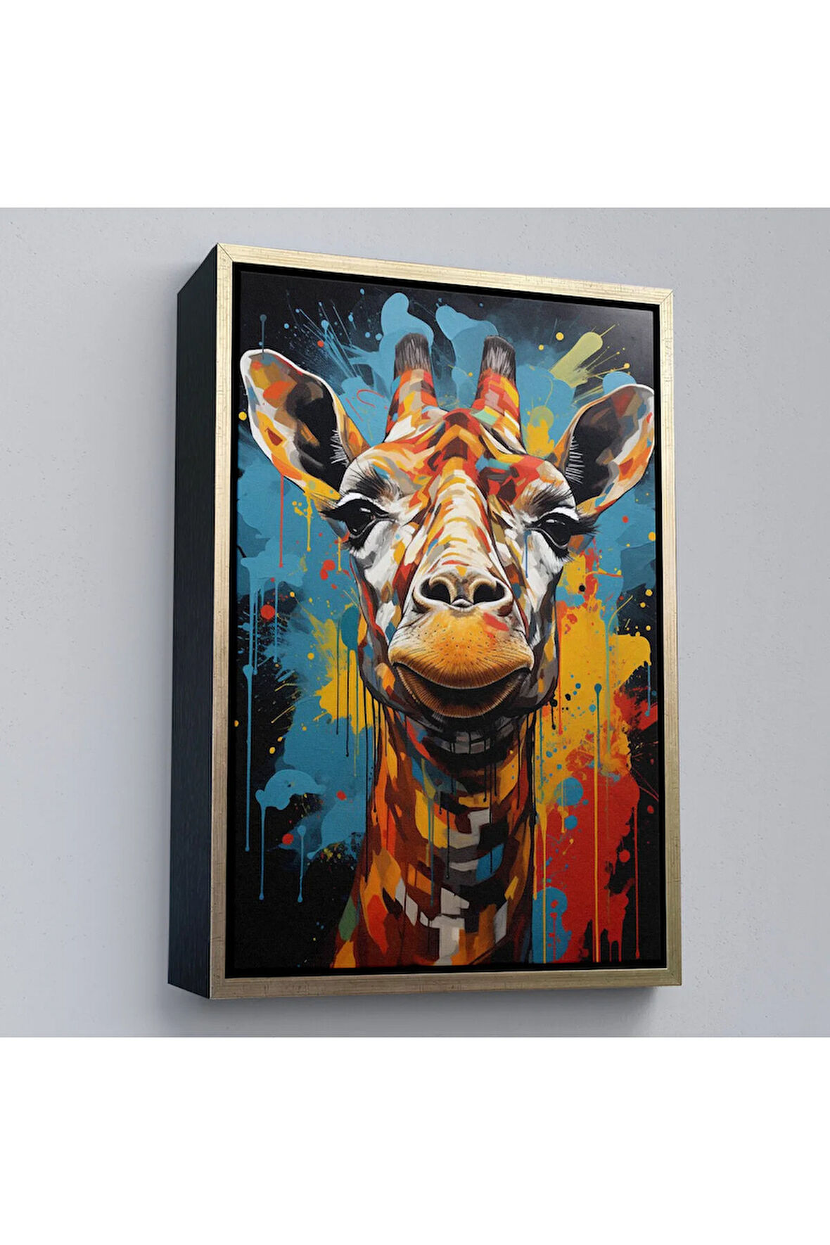 Ahşap Çerçeveli Sevimli Zürafa Tablosu-7722