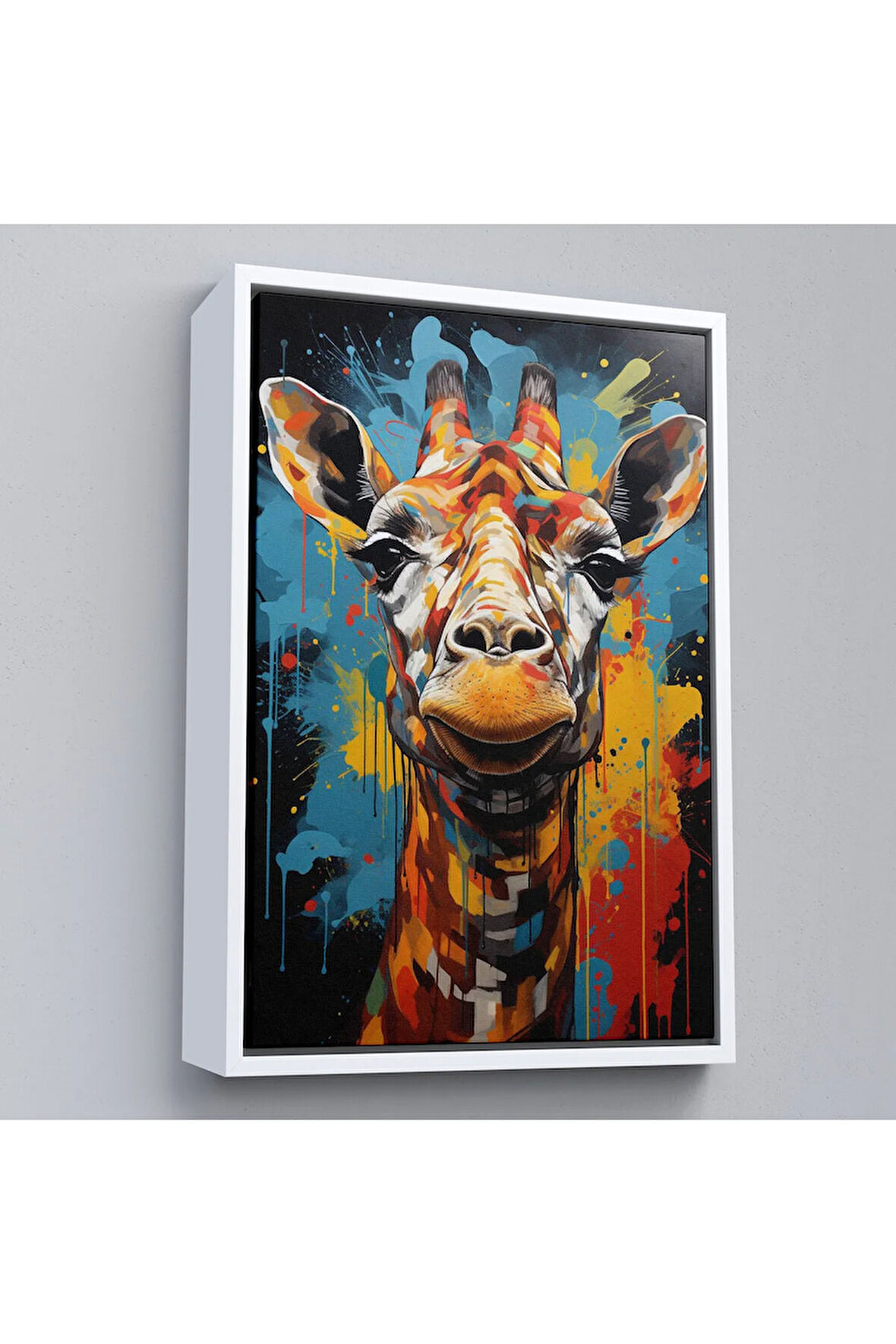 Ahşap Çerçeveli Sevimli Zürafa Tablosu-7722