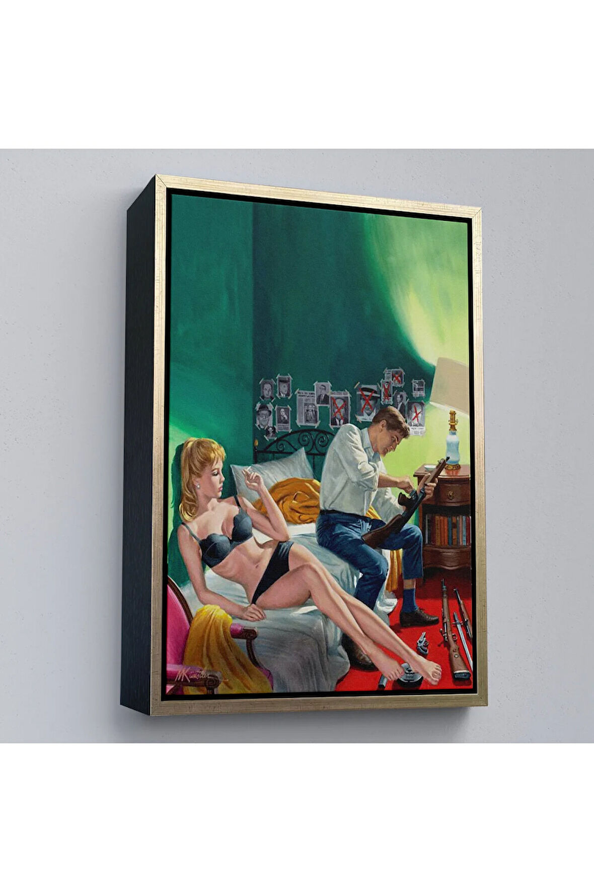 Ahşap Çerçeveli Kuşatılmış Suçlu Ve Ortağı Kadın Tablo-7724