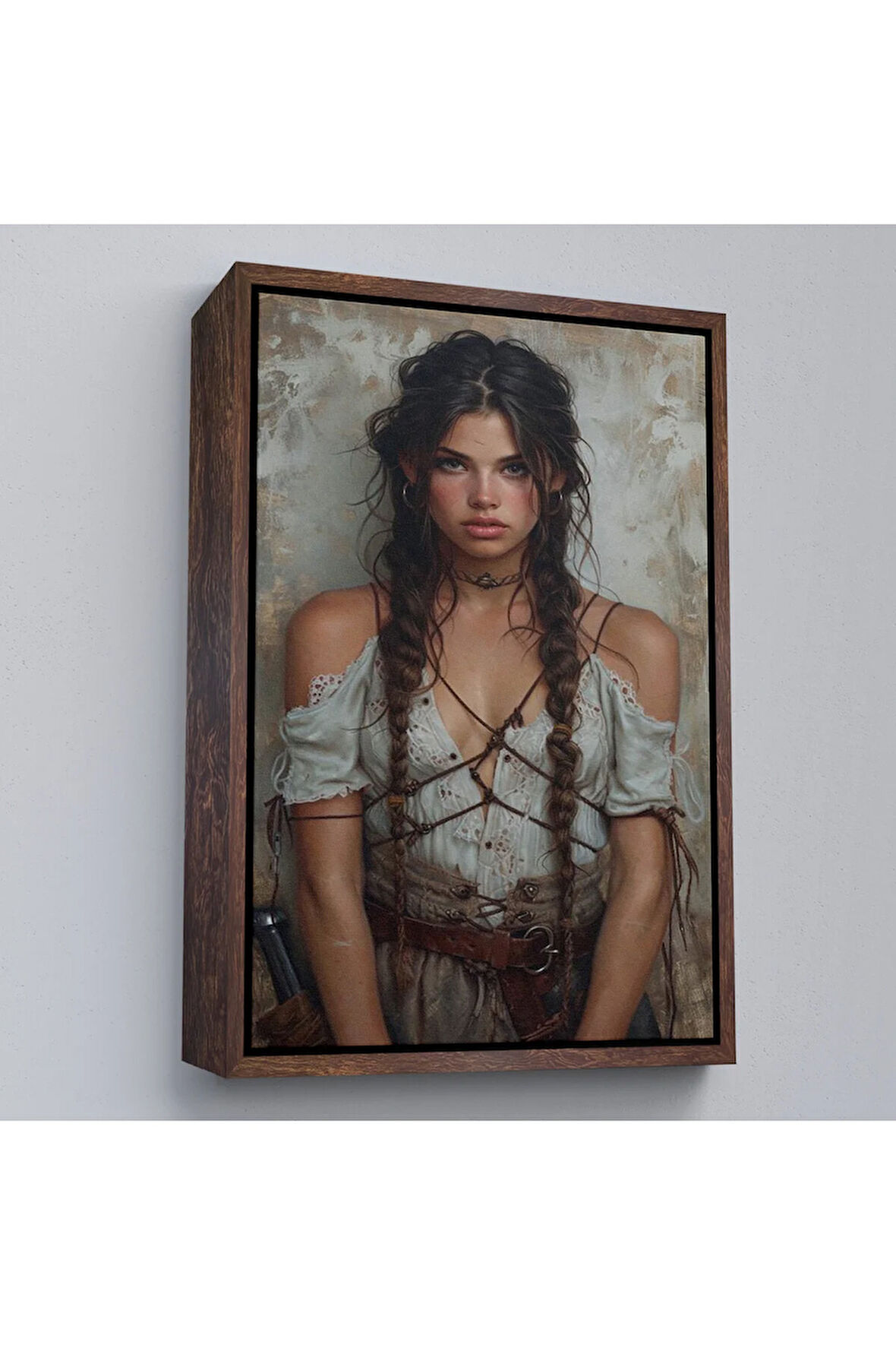 Ahşap Çerçeveli İspanyol Güzel Kadın Tablosu-7757