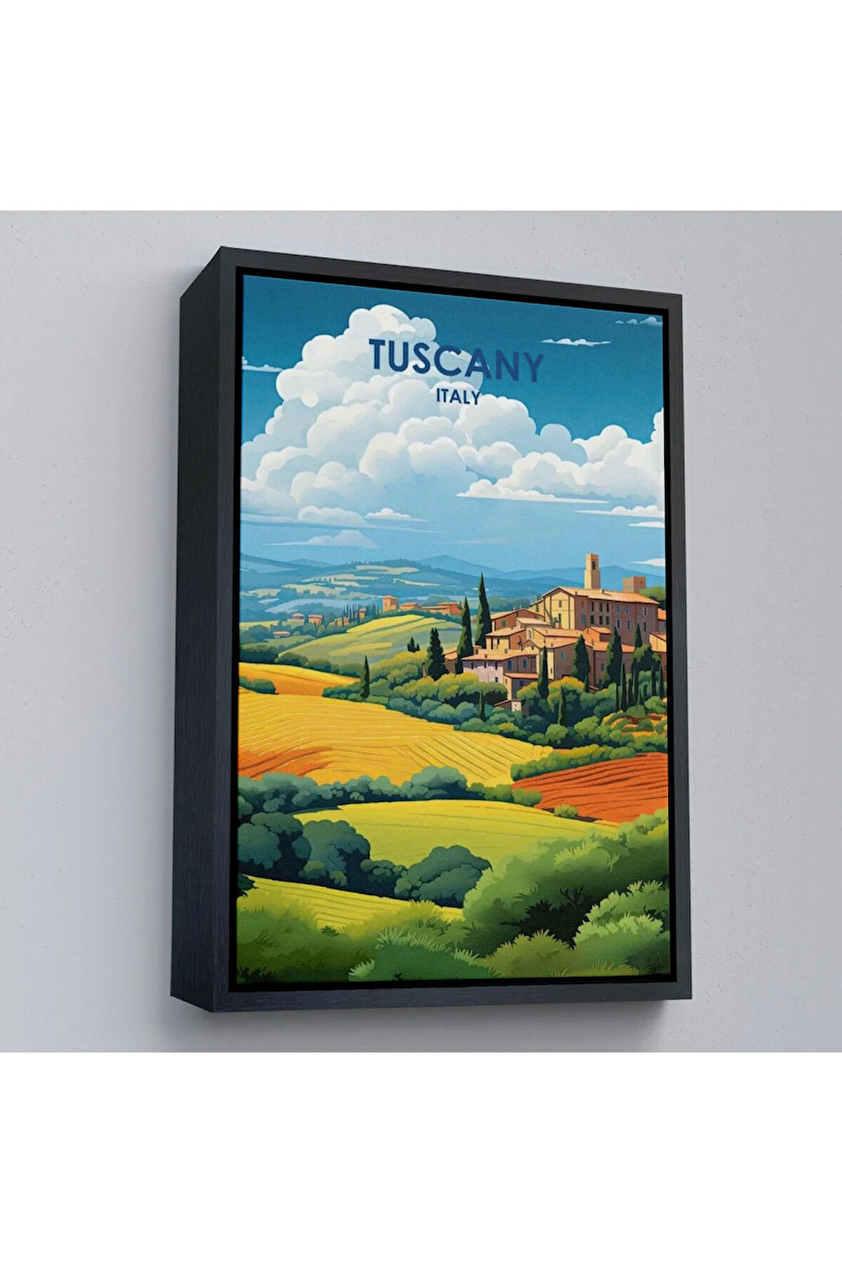 Ahşap Çerçeveli Toskana İtalya Tablosu - Tuscany-7764