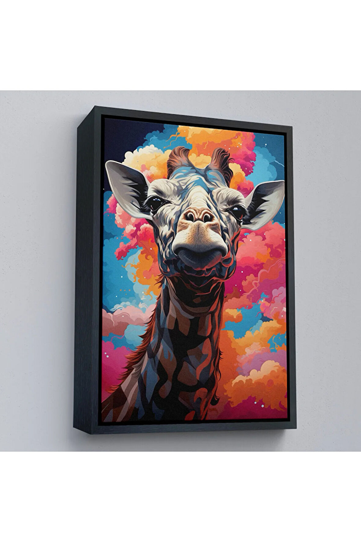 Ahşap Çerçeveli Sevimli Zürafa Tablosu-7773