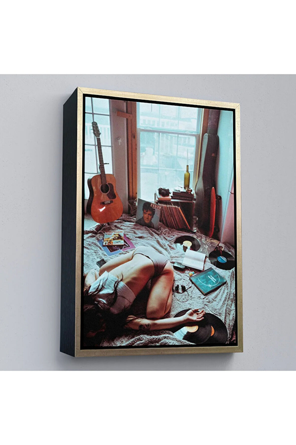 Ahşap Çerçeveli Elvis Ve Rod Stewart Depreyon Tablosu-7790