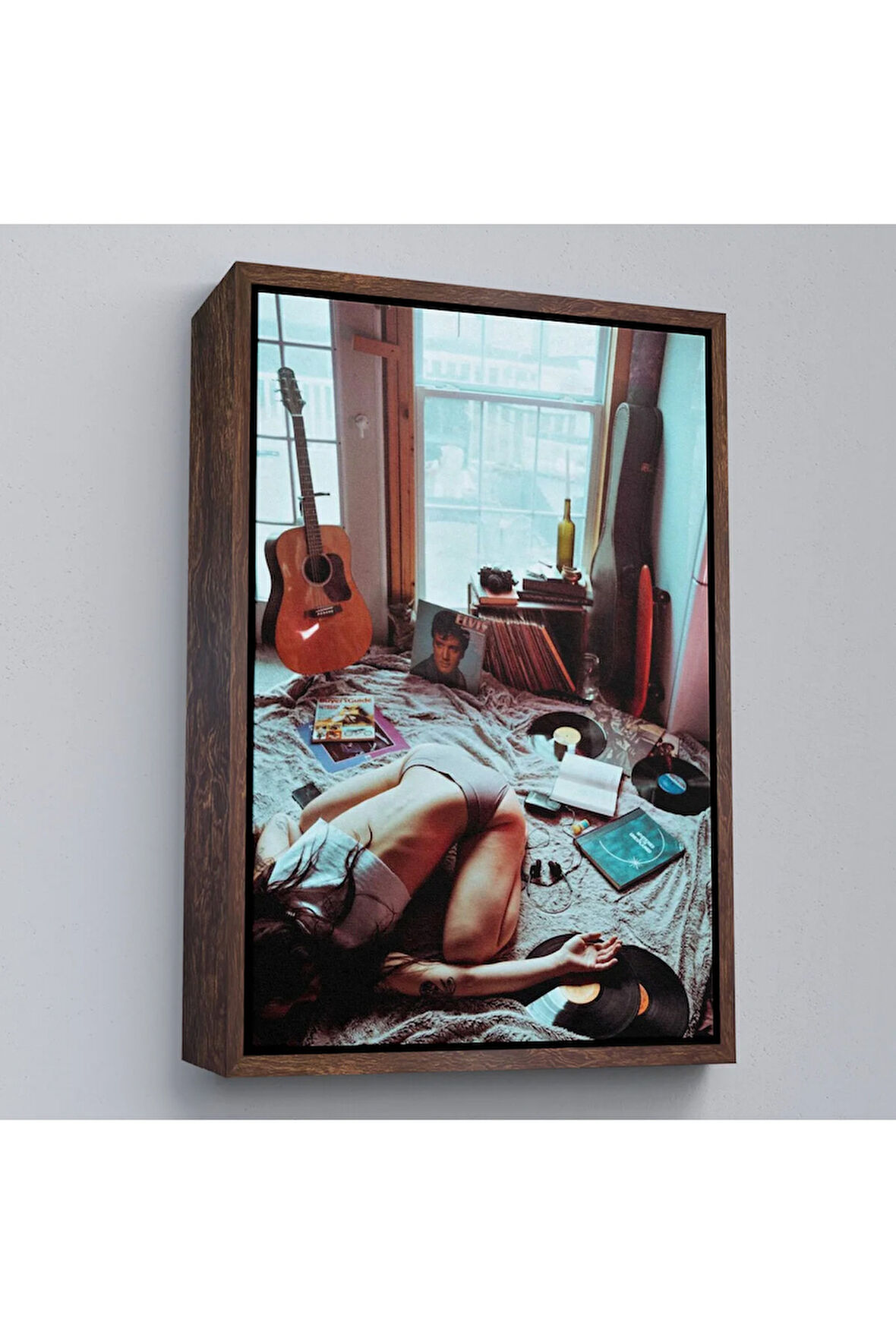 Ahşap Çerçeveli Elvis Ve Rod Stewart Depreyon Tablosu-7790