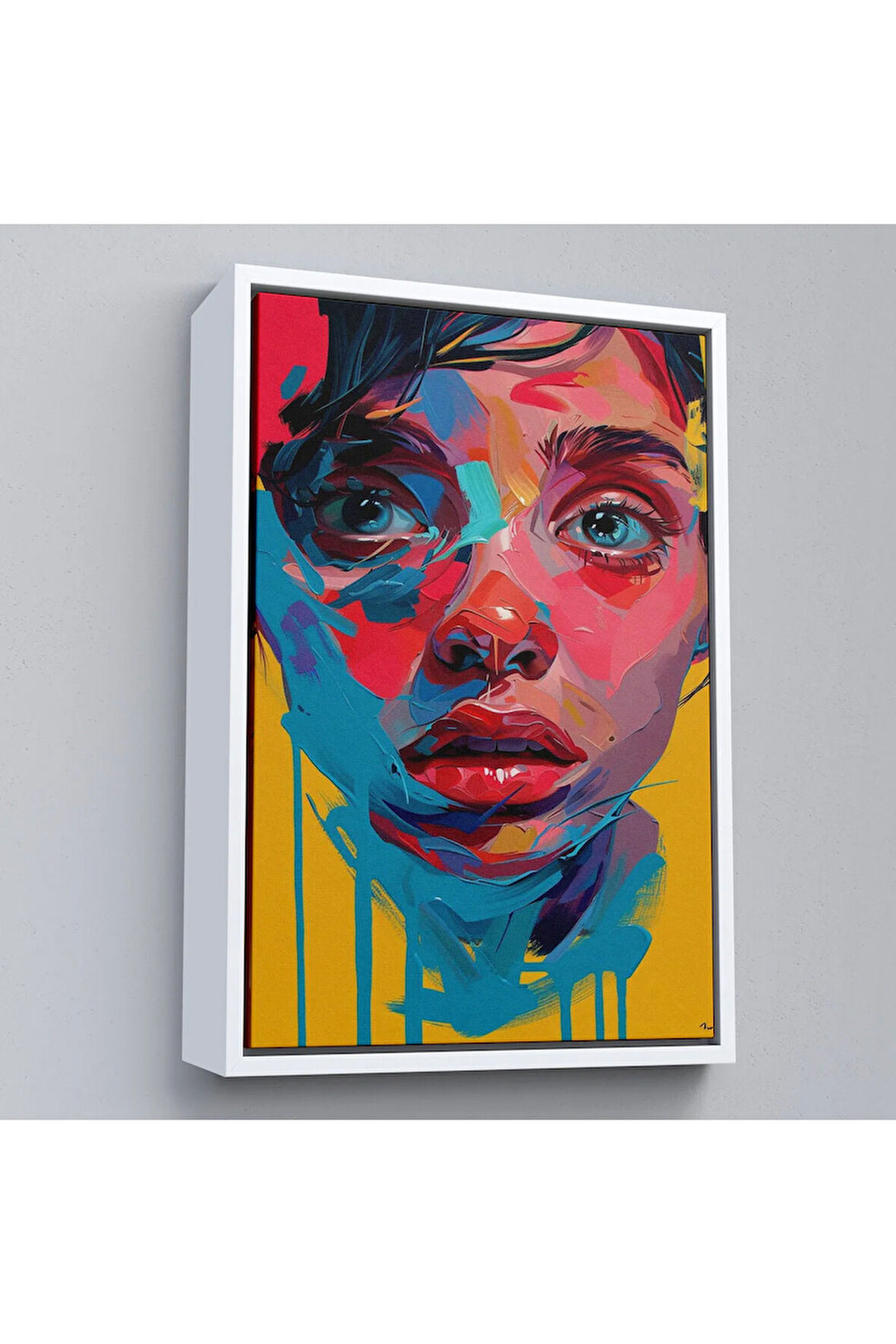 Ahşap Çerçeveli Yağlıboya Görünümlü Sevimli Kız Tablosu-7804