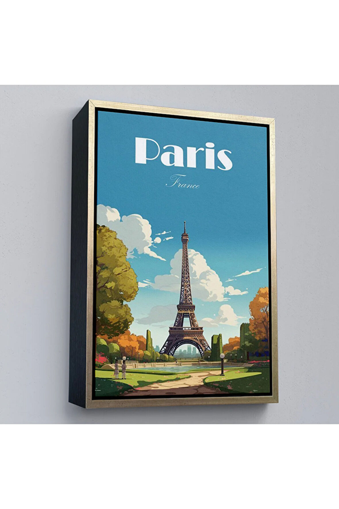 Ahşap Çerçeveli Fransa Paris Eyfel Kulesi Tablosu-7809