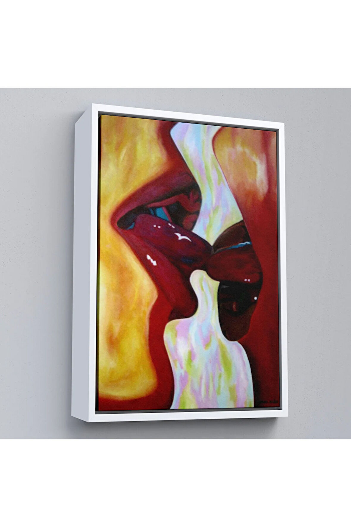 Ahşap Çerçeveli Öpüşen Çift Tablosu-7816