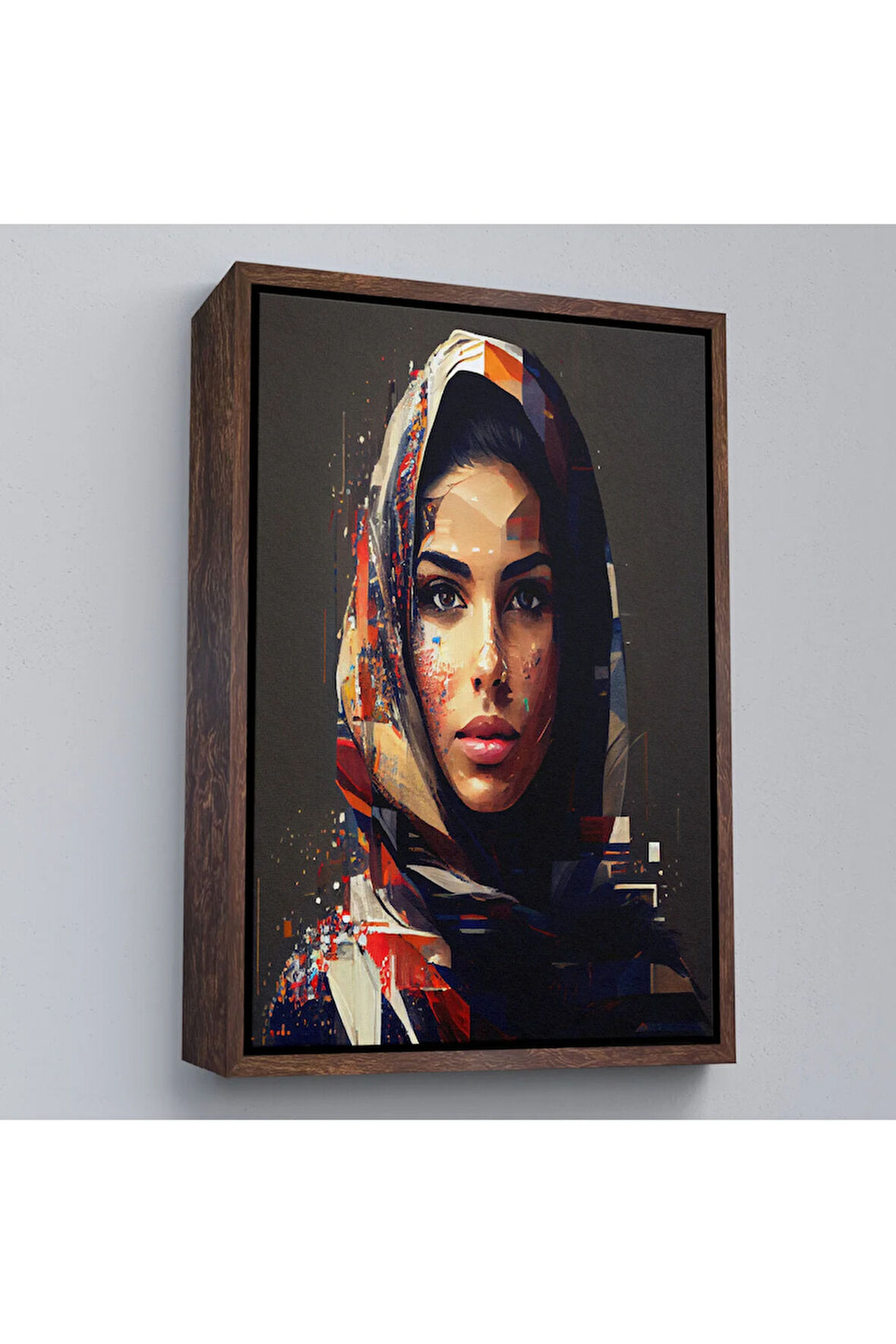 Ahşap Çerçeveli Efektli Arap Kadın Portresi Tablo-7837