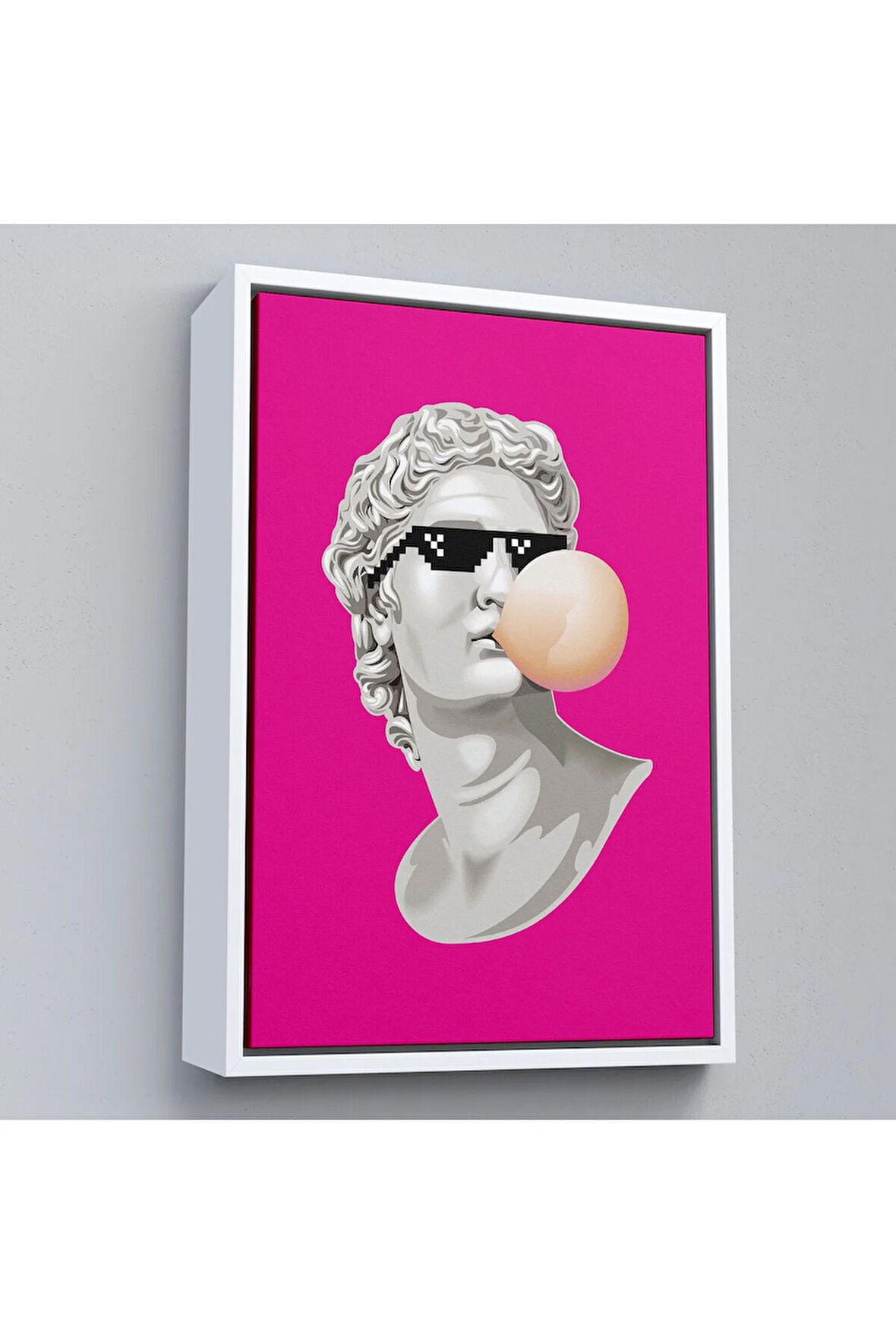 Ahşap Çerçeveli Piksel Gözlüklü David'İn Tablosu-7846