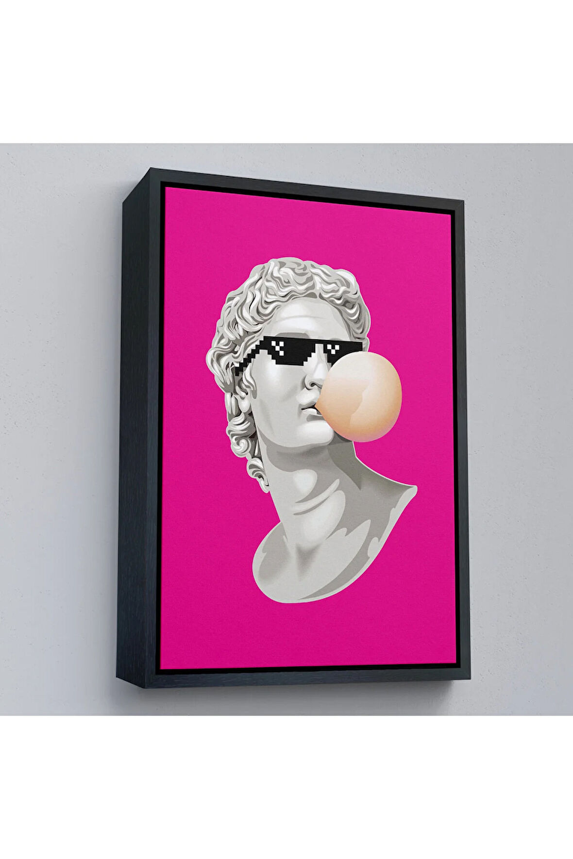 Ahşap Çerçeveli Piksel Gözlüklü David'İn Tablosu-7846