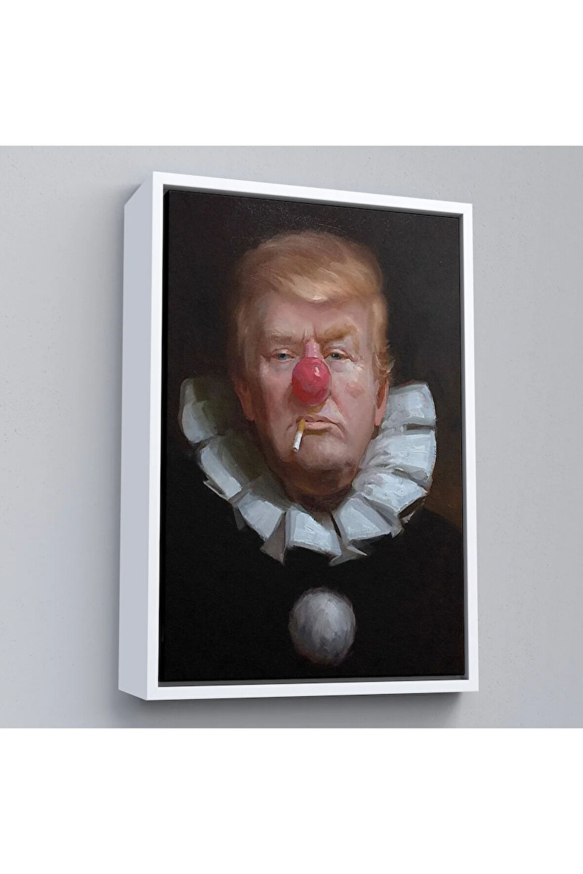 Ahşap Çerçeveli Palyaço Donald Trump Tablo-7849