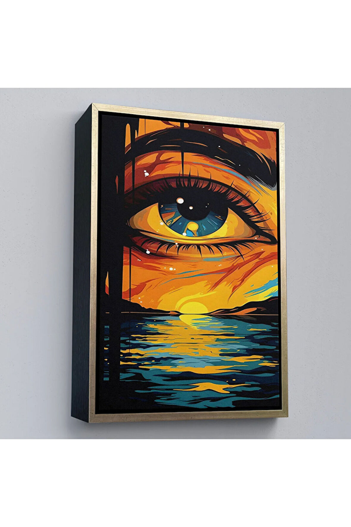 Ahşap Çerçeveli Deniz Üzerindeki Güzel Göz Tablosu-7861