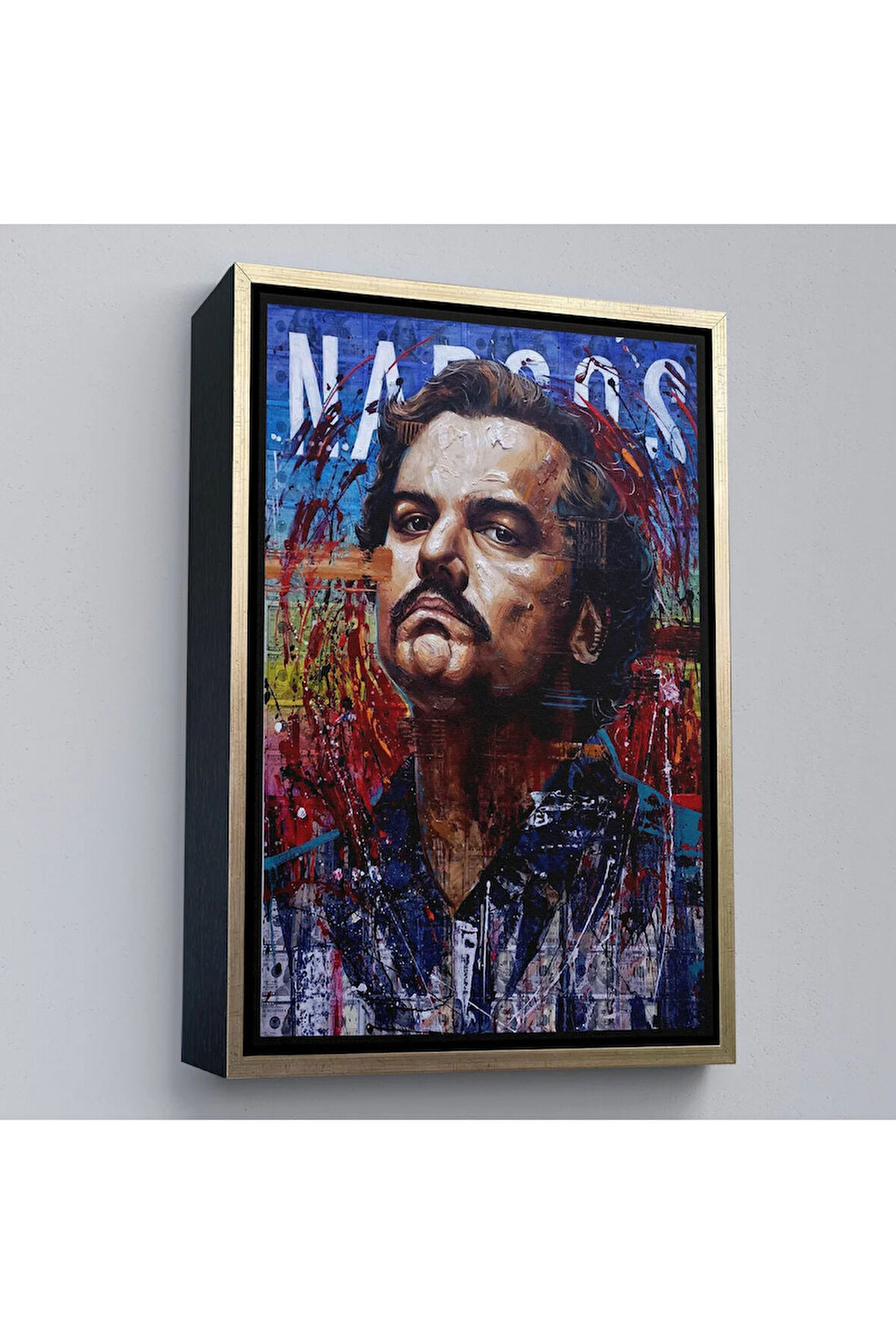 Ahşap Çerçeveli Pablo Escobar Uyuşturucu Baronu Tablosu-7862