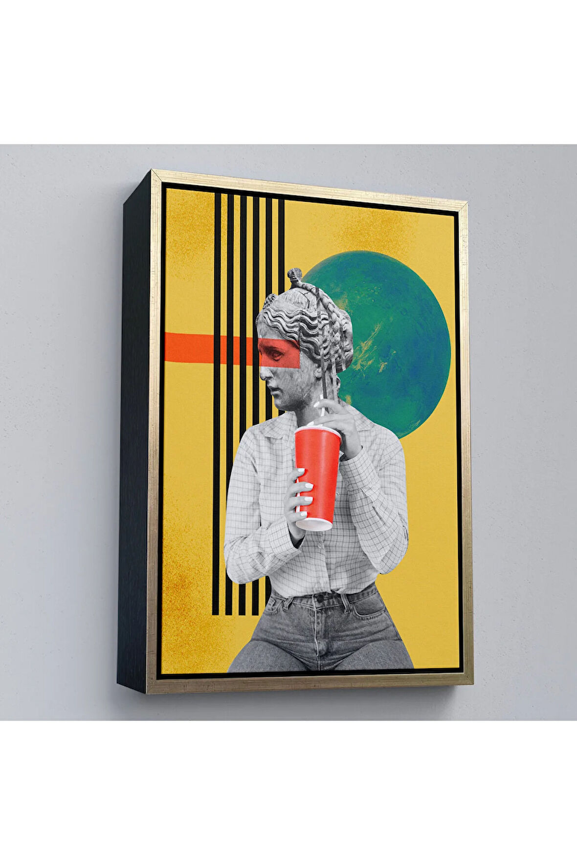 Ahşap Çerçeveli Pop Art Soyut Kadın Tablosu-7875