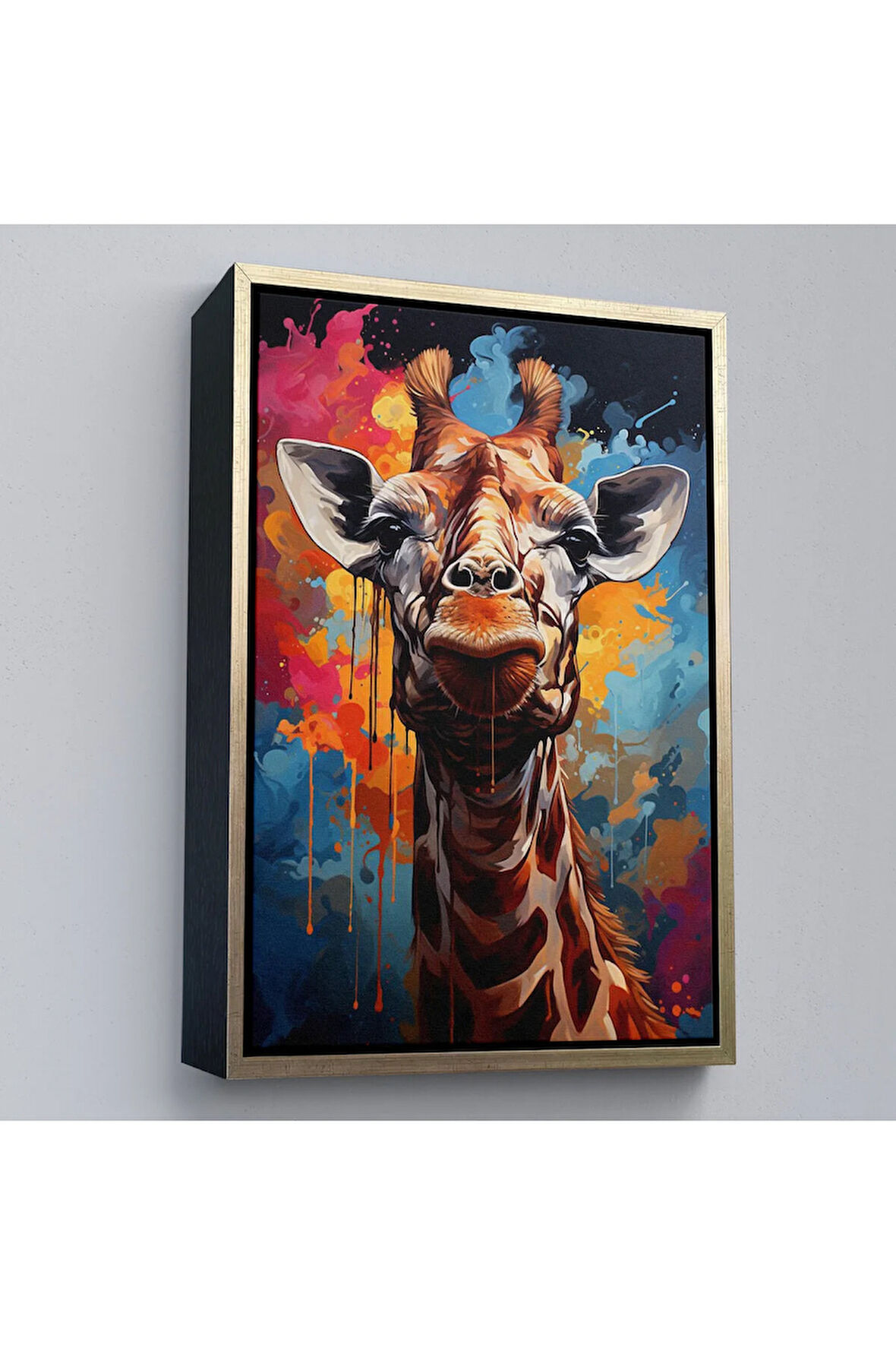 Ahşap Çerçeveli Sevimli Zürafa Tablosu-7880